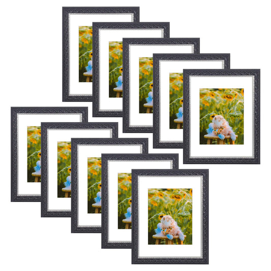 11x14 Ornate Photo Frame For 8x10 Picture Black With Silver & Burgundy (10 Pack)