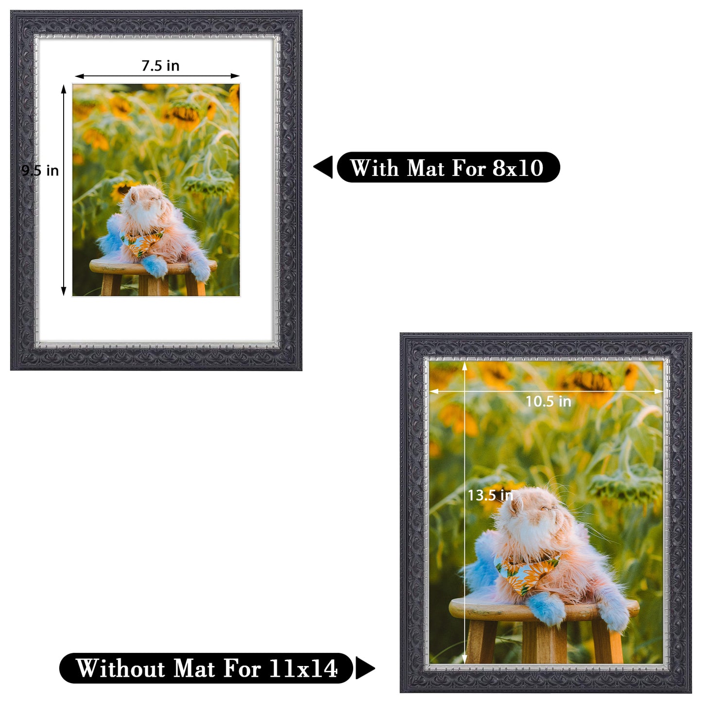11x14 Ornate Photo Frame For 8x10 Picture Black With Silver & Burgundy (10 Pack)