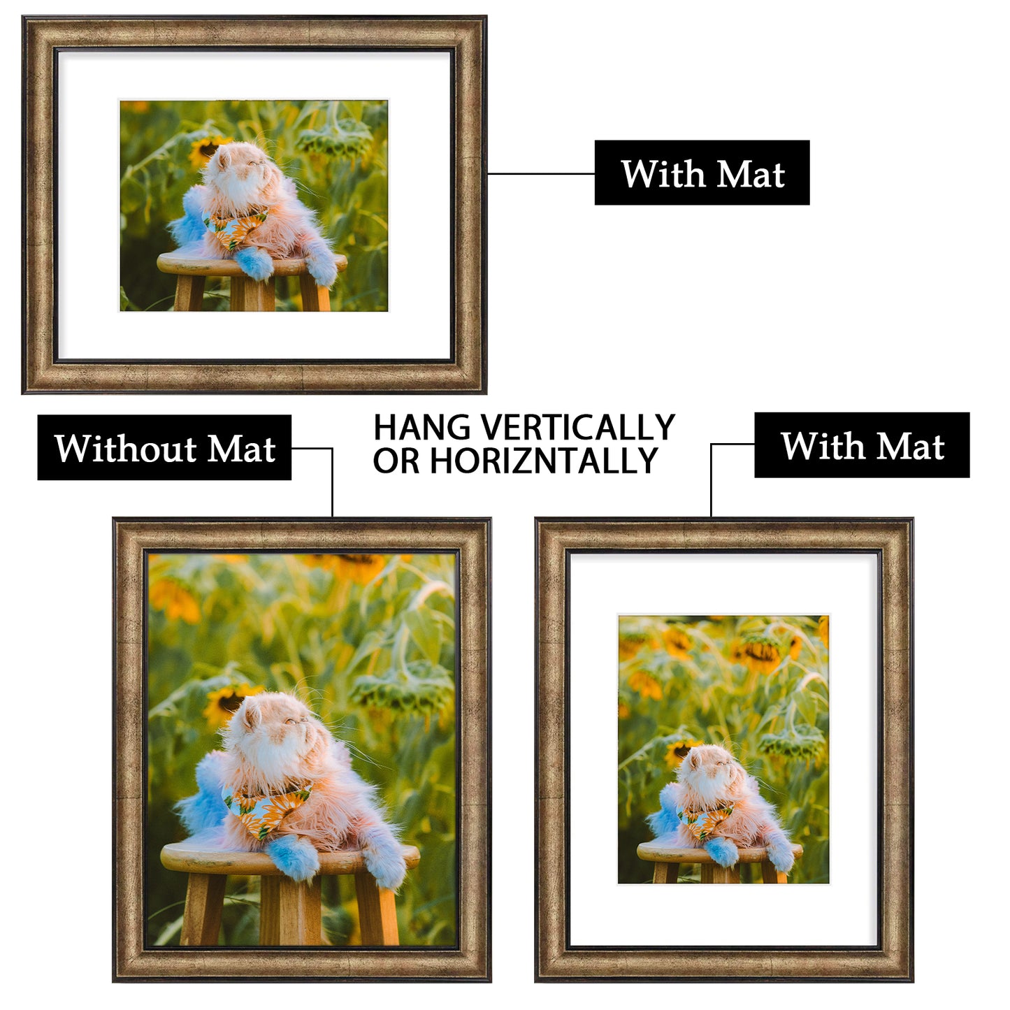 11x14 Picture Frame with White Mat for 8x10 Photo Dark Brown Color (10 Pack)