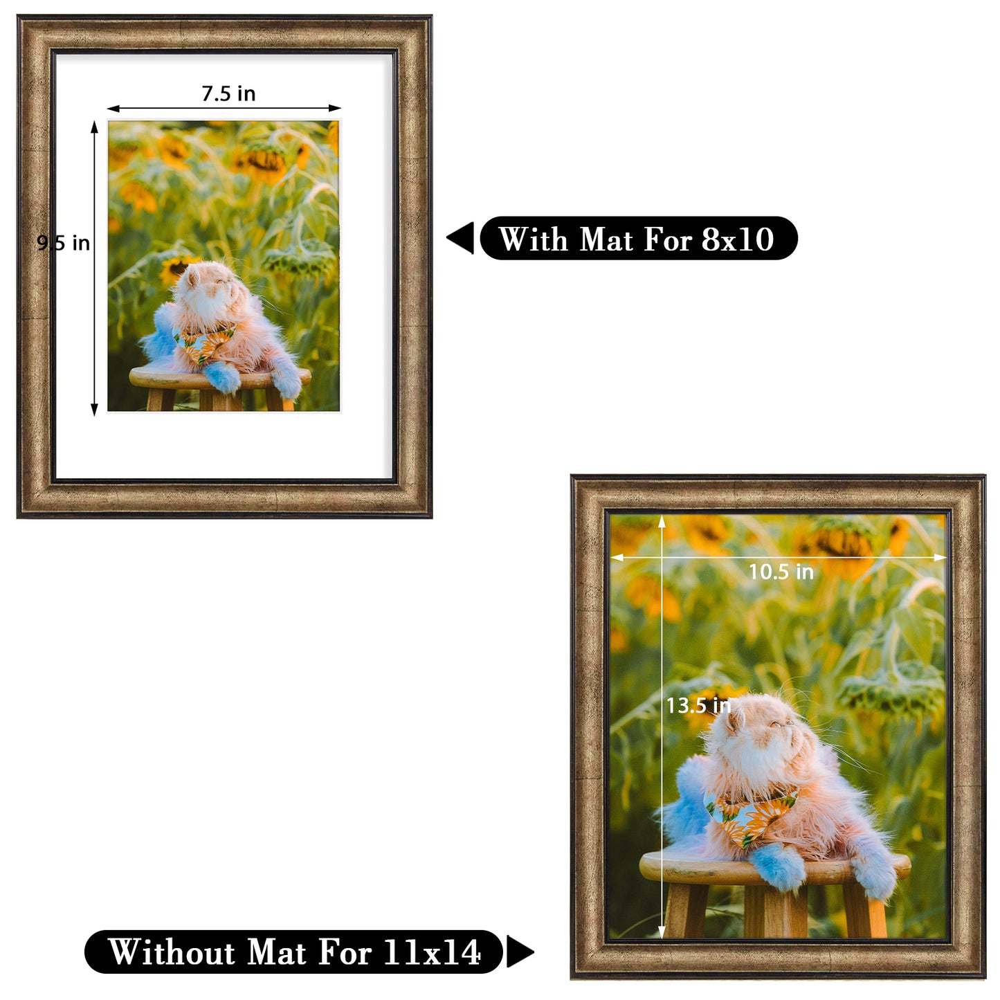 11x14 Picture Frame with White Mat for 8x10 Photo Dark Brown Color (10 Pack)