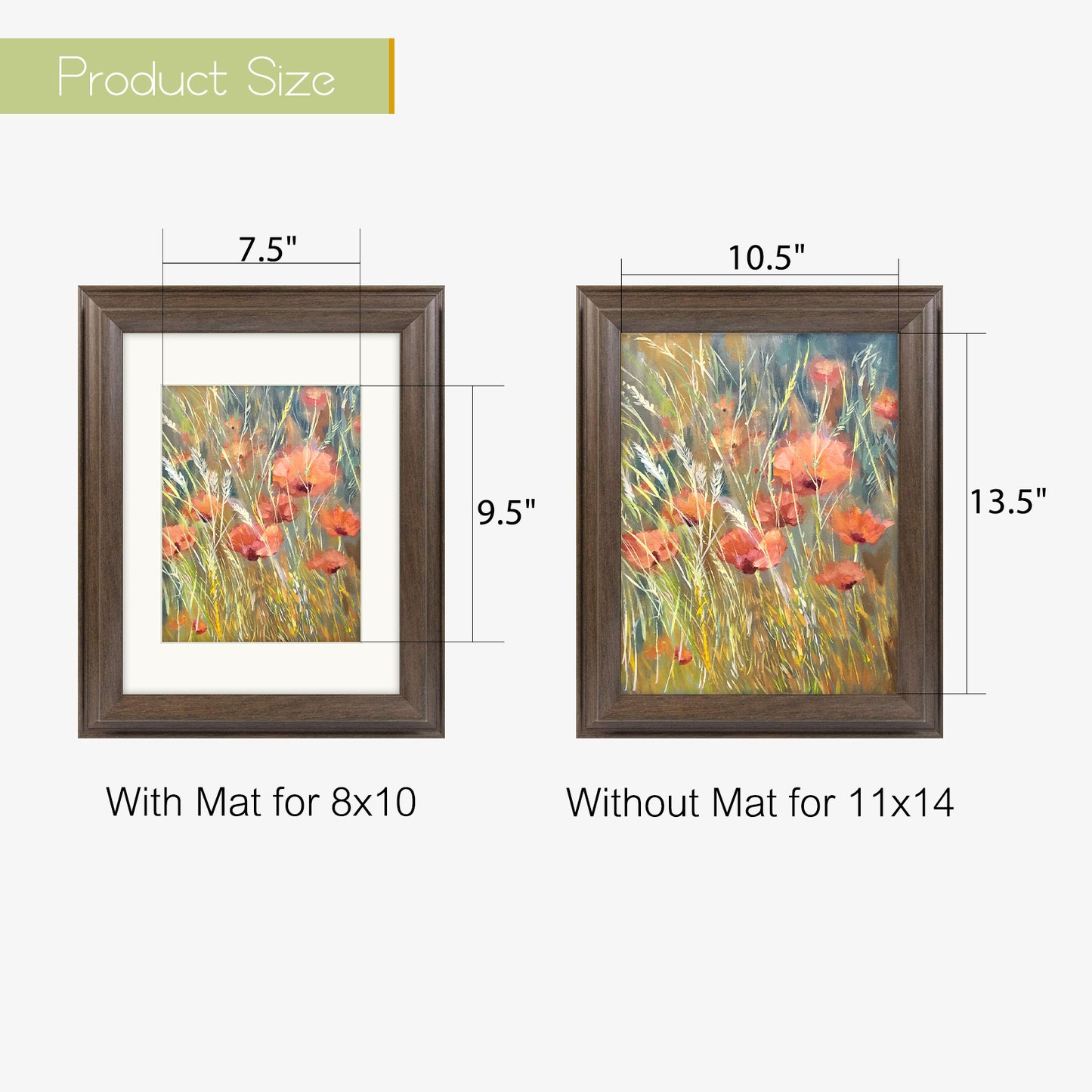 11x14 Picture Frame With Ivory Mat For 8x10 Picture Brown Color (8 Pack)