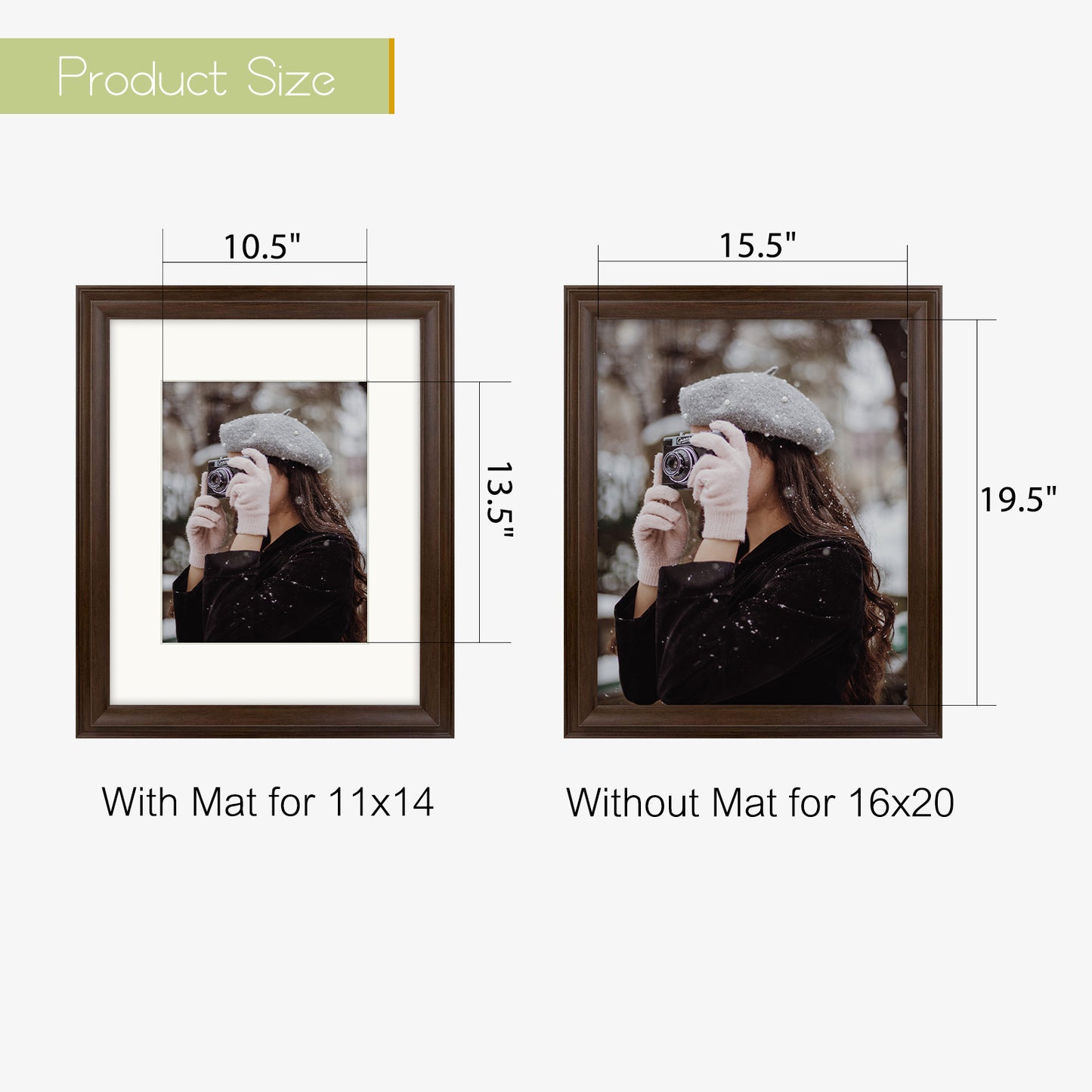 16x20 Picture Frame with Ivory  Mat For 11x14  Picture Brown Color  (4 Pack)