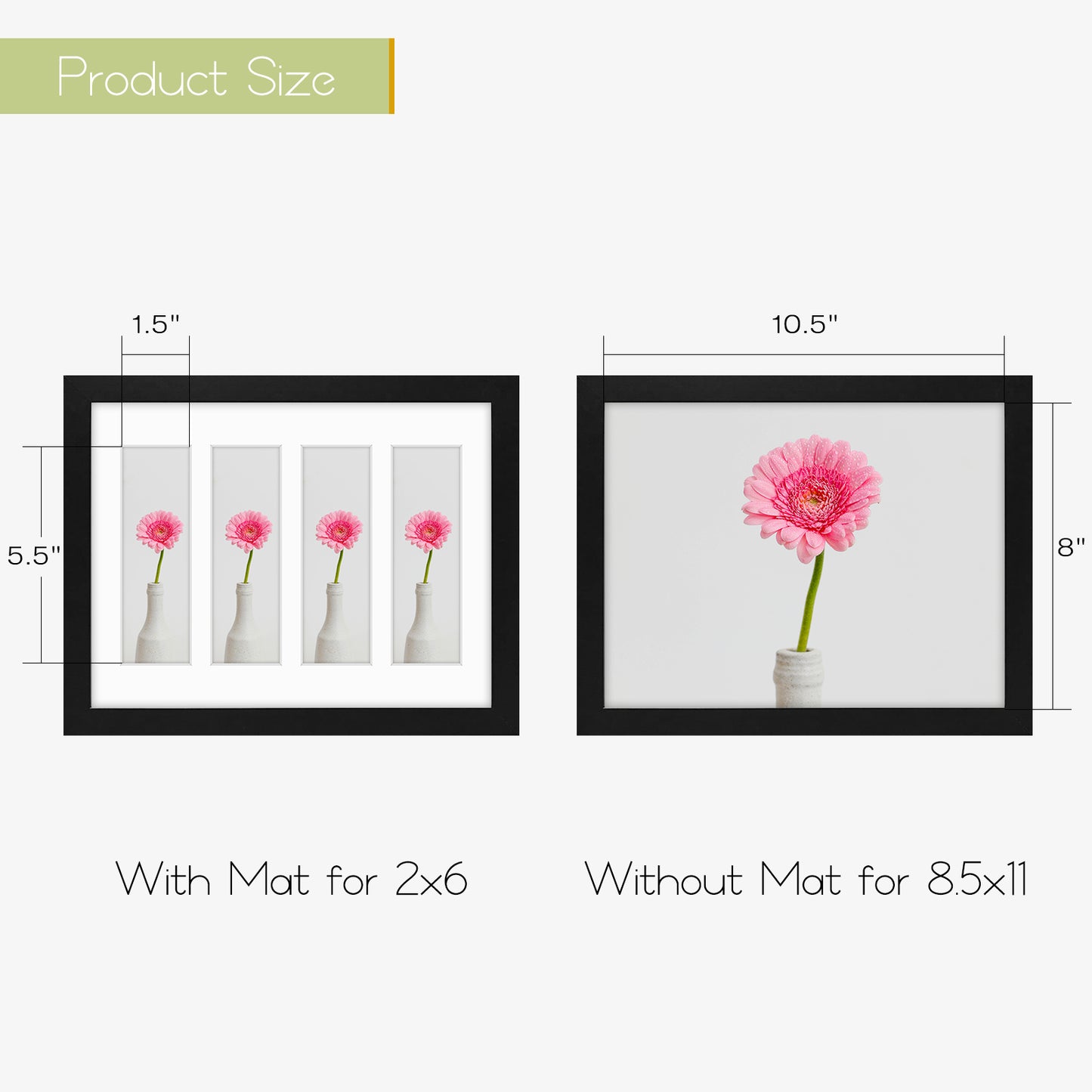 8.5x11 Wood Frame for Four 2x6 Pictures Black (10 Pack)