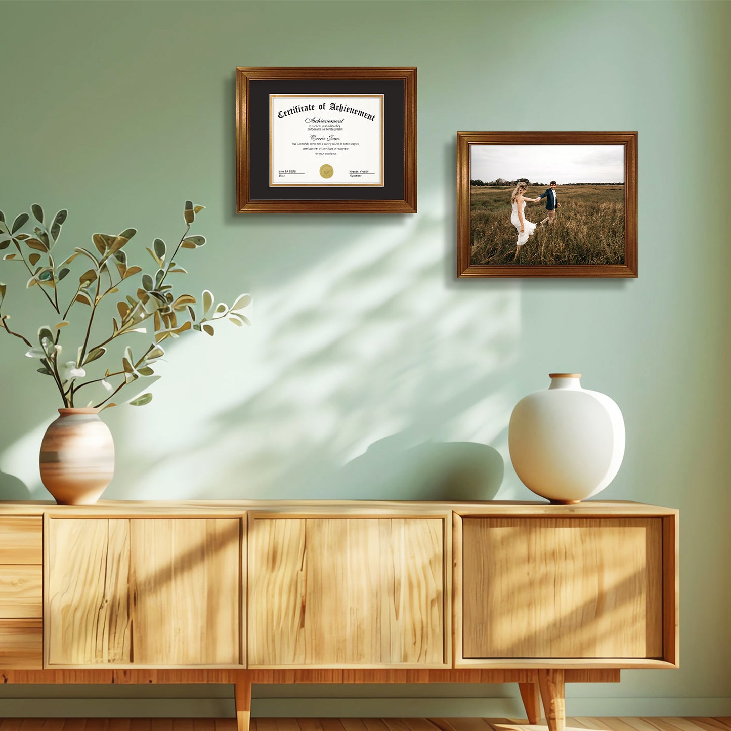 11x14 Diploma Frame with Black over Gold Double Mat for 8x10 Certificate Dark Gold Color (10 Pack)