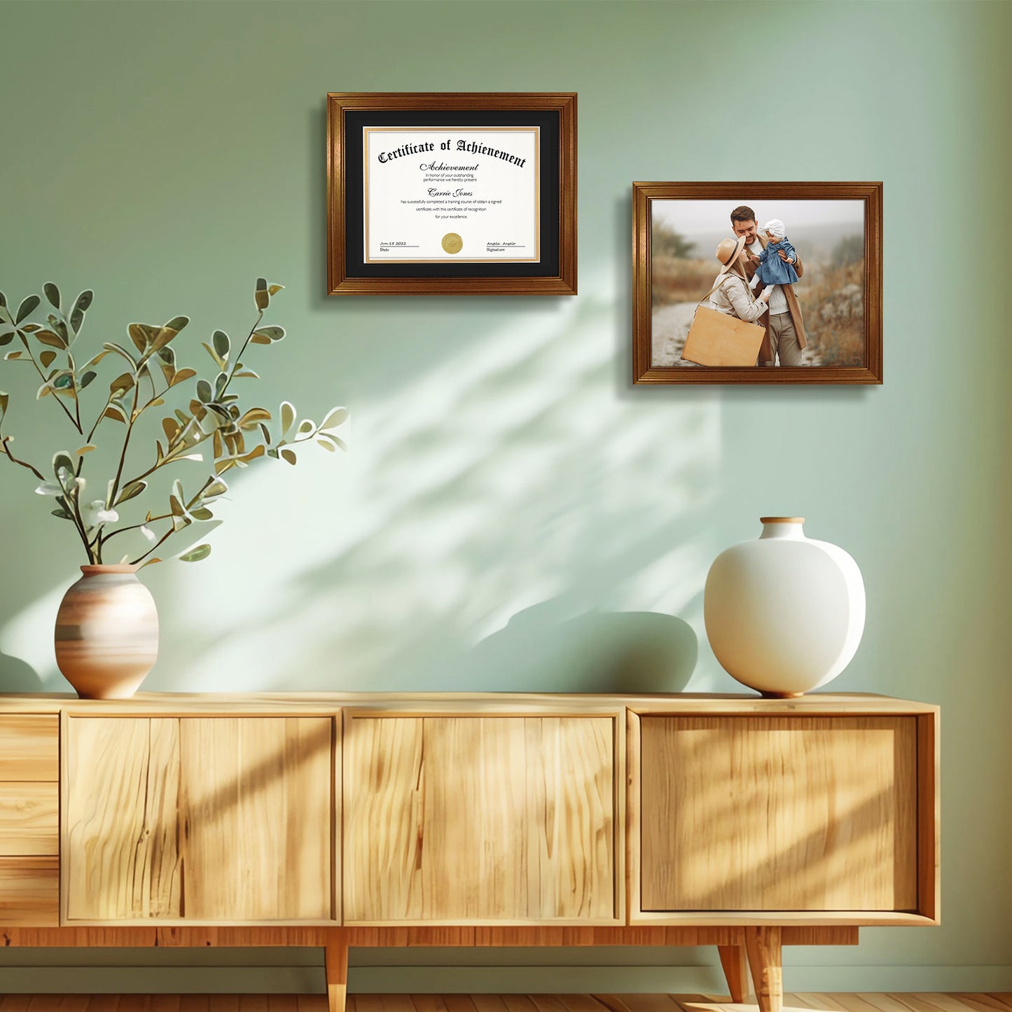 11x14 Diploma Frame with Black over Gold Double Mat for 8.5x11 Certificate Dark Gold Color (10 Pack)