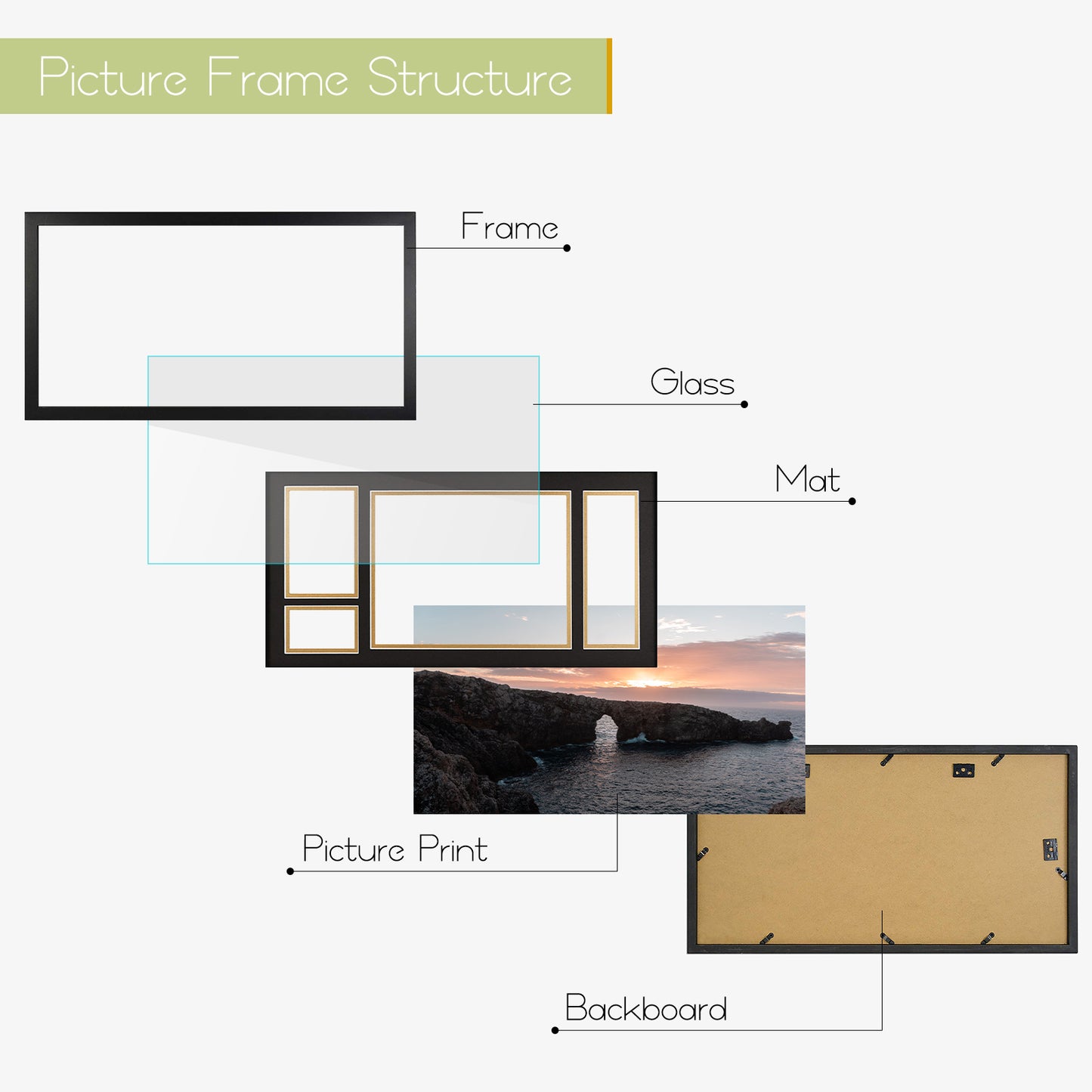 Clearance 11x22 Diploma Frame for 8.5x11 Certificate and 4x6 Picture (6 Pack)