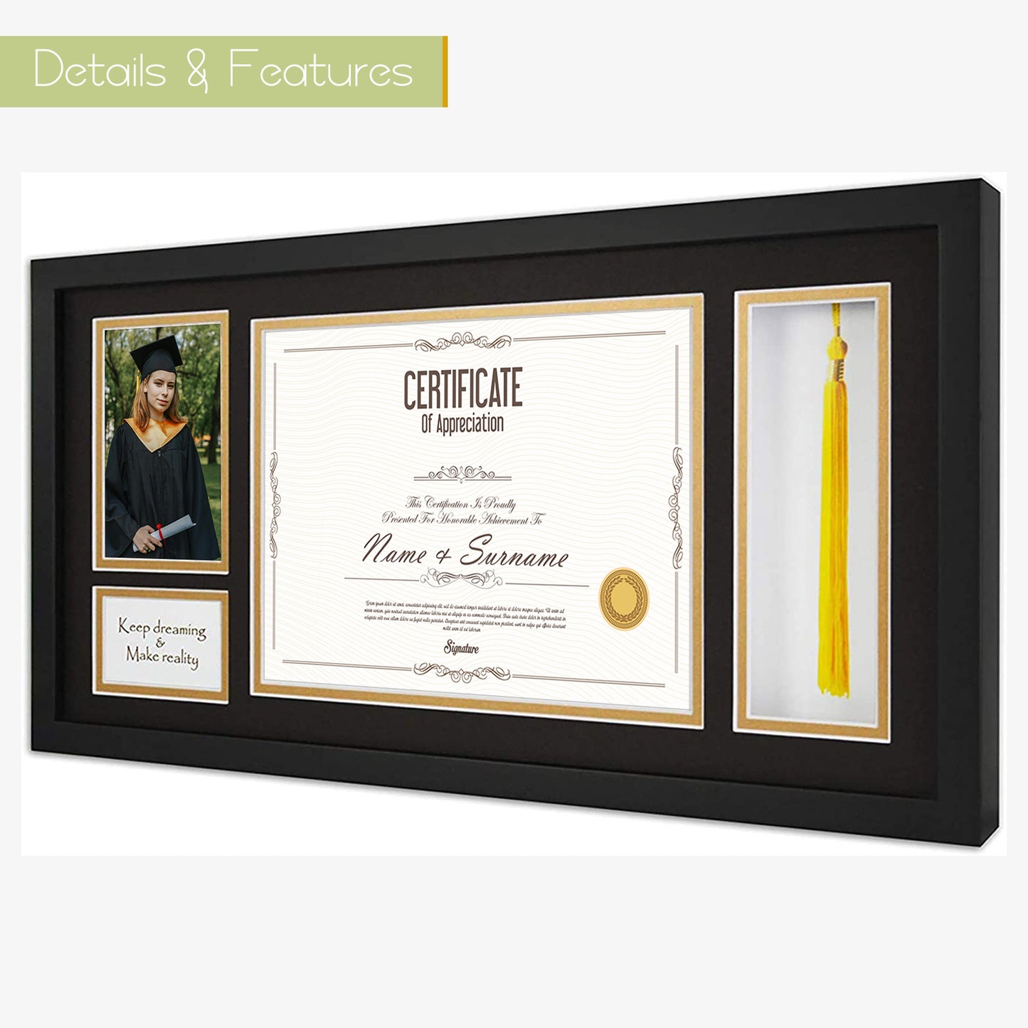 Clearance 11x22 Diploma Frame for 8.5x11 Certificate and 4x6 Picture (6 Pack)