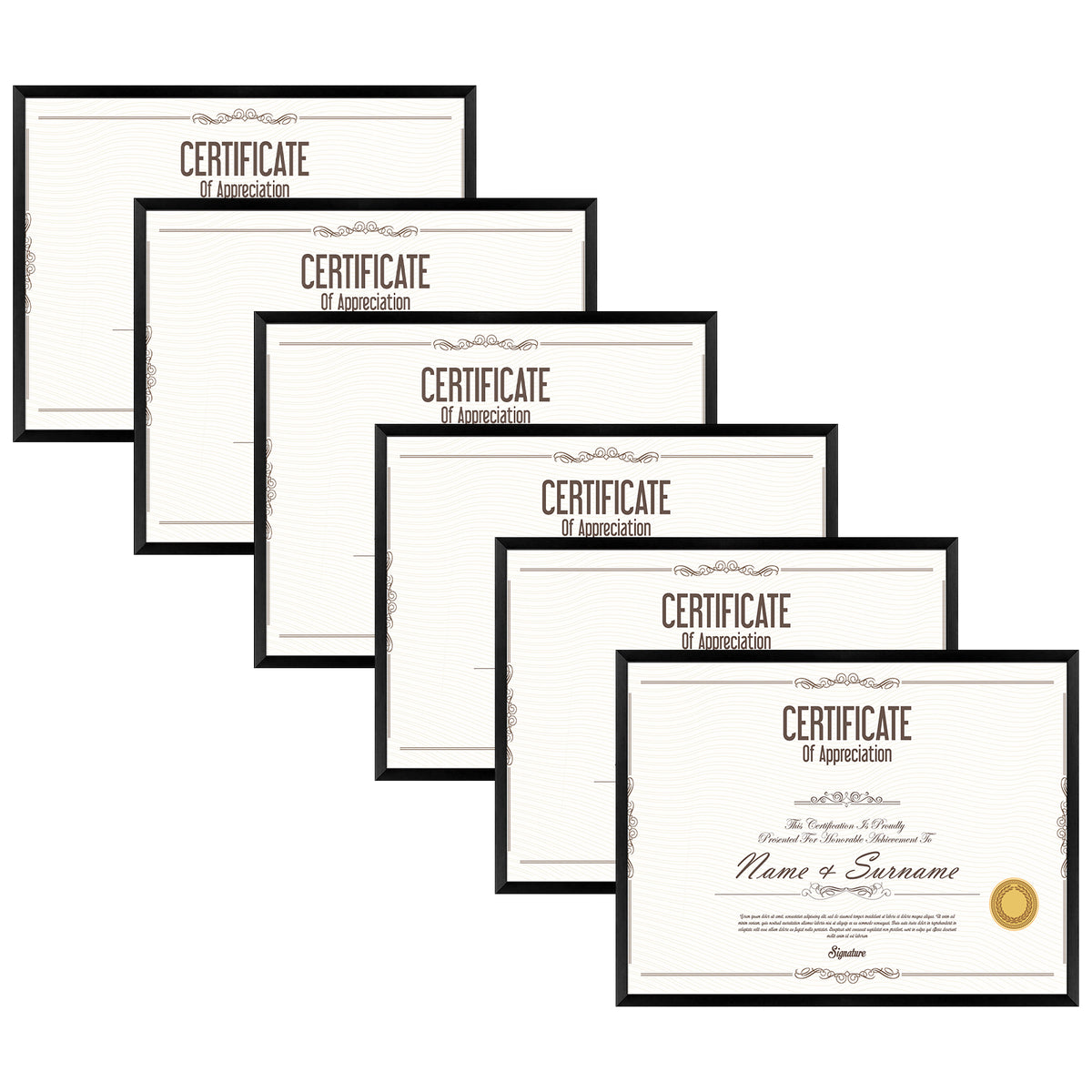 Frametory, 8.5x11 Diploma Frame for 8.5x11 Certificate (6 Pack)