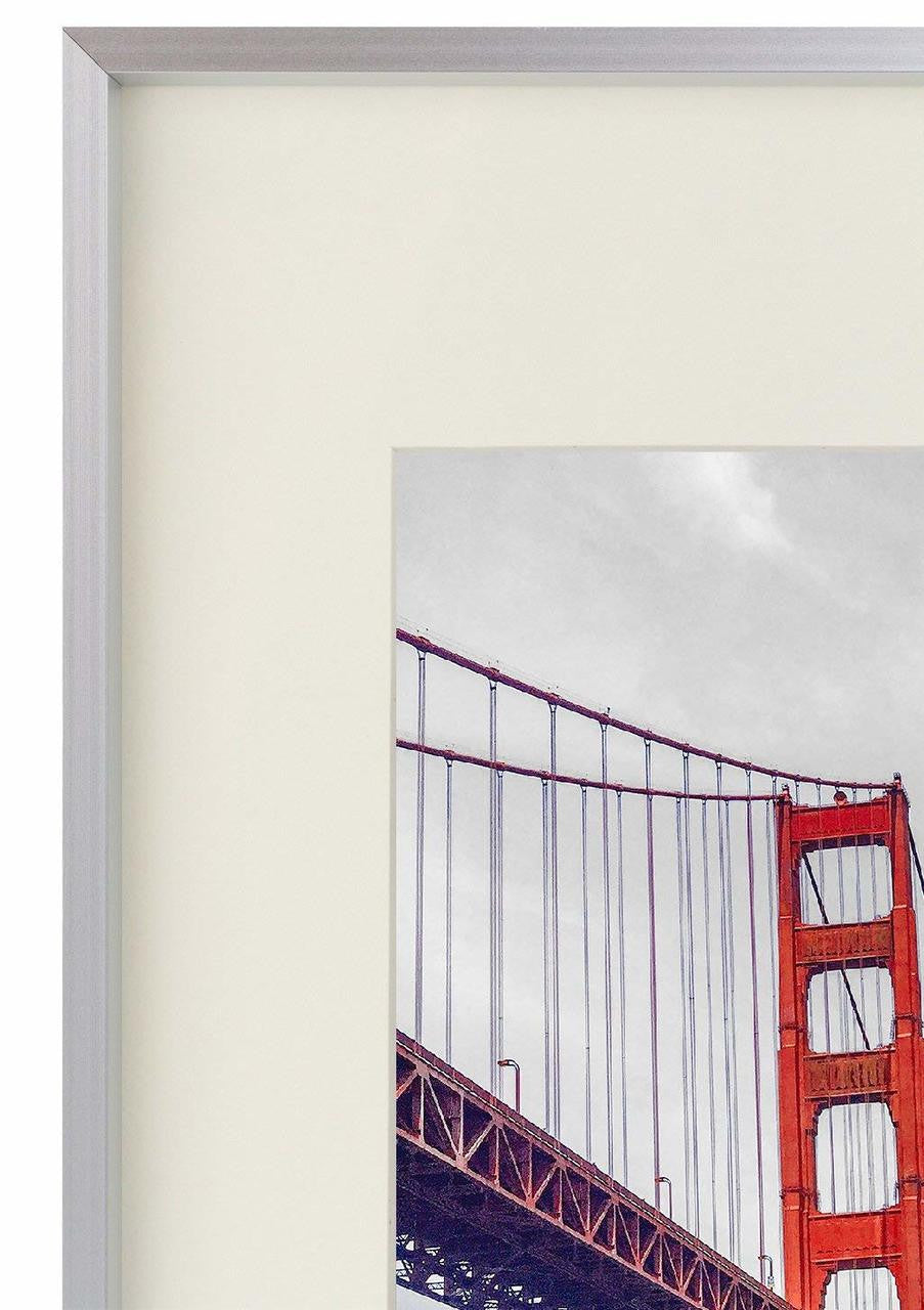 11x14 Aluminum Picture Frame for 8x10 Photo with Ivory Mat and Real Glass (6 Pack)