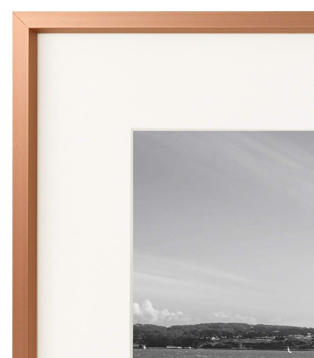8x10 Rose Gold Picture Frame Metal for 5x7 Photo with Ivory Mat (8 Pack)