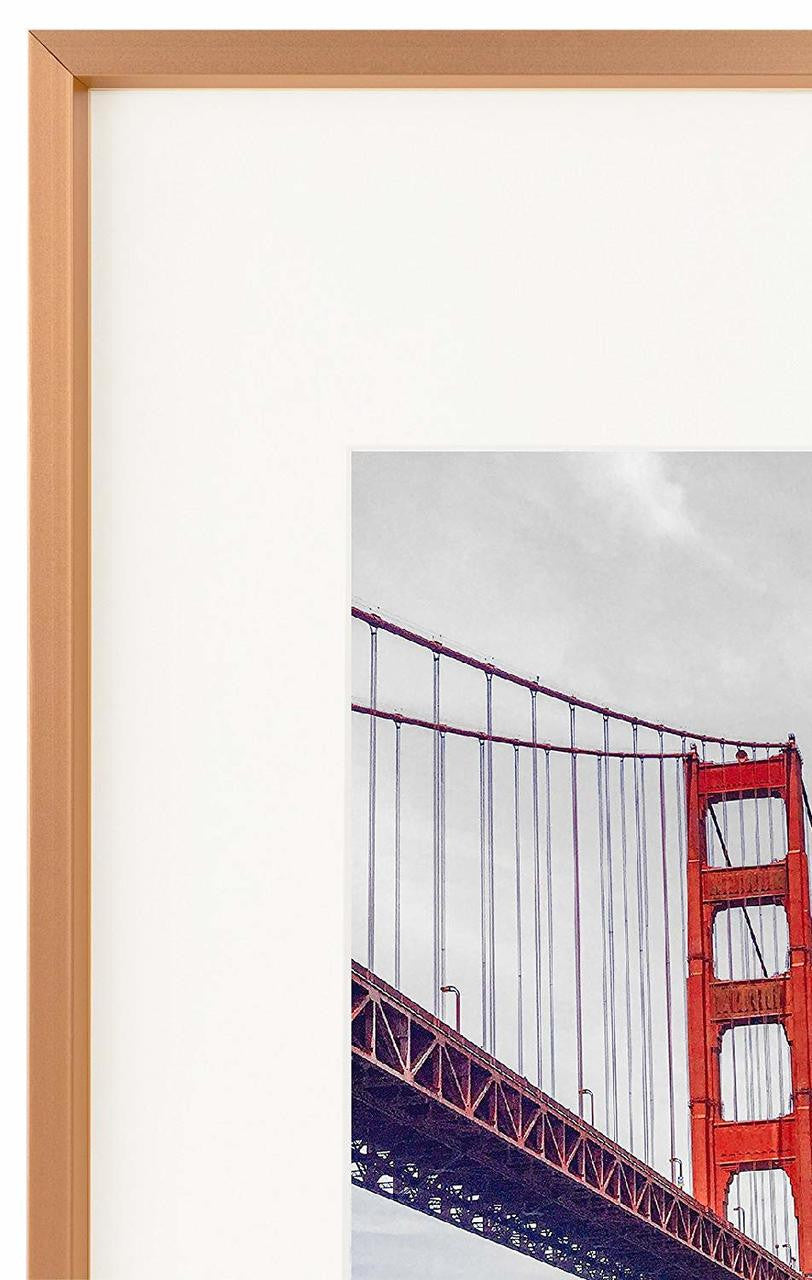 11x14 Rose Gold Picture Frame Metal for 8x10 Photo with Ivory Mat (6 Pack)