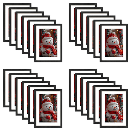 Frametory,5x7 Aluminum Picture Frame for 4x6 Photo with White Mat (24 Pack)