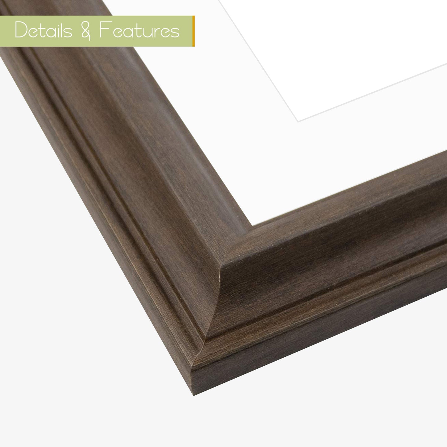 12x16 Raised Brown Frame with White Mat for 8x12 Pictures Tempered Glass (8 Pack)