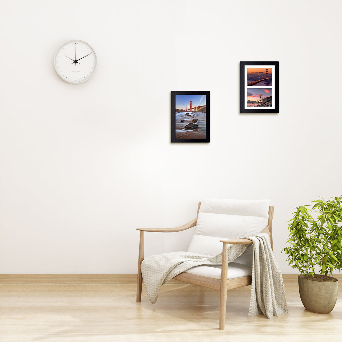 Frametory, 8.5x11 Wood Picture Frame for Two 5x7 Photos Black (10 Pack)