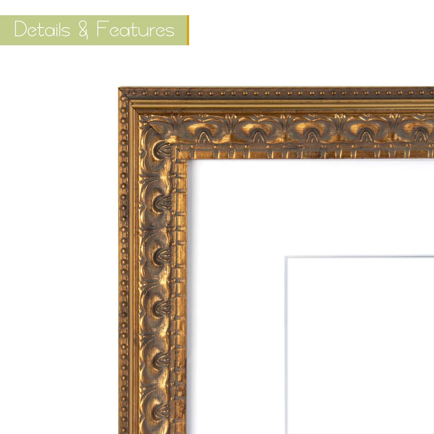 12x16 Ornate Photo Frame, Bronze Color, with White Mat for 8x12 Picture & Real Glass (10 Pack)
