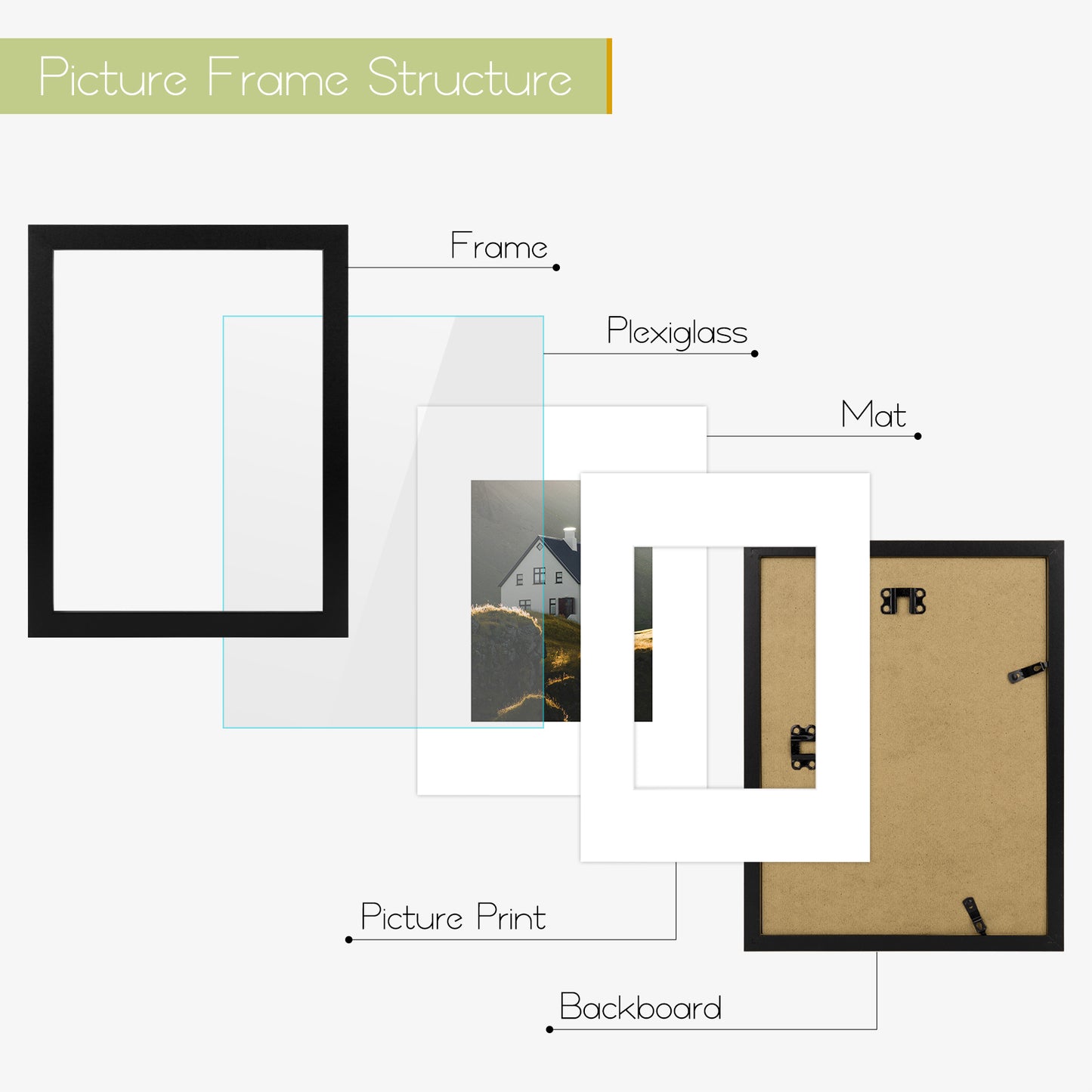 9x12 Black Picture Frame for 6x8 photo (18 Pack)