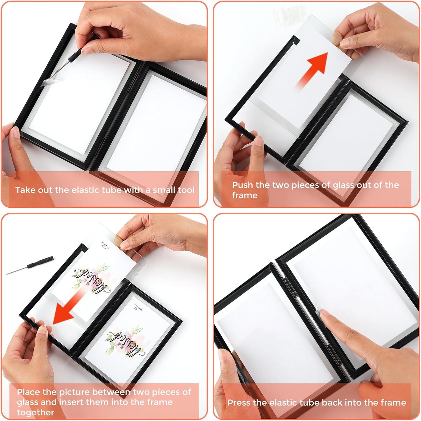 Clearance, 6x8 Floating Frame Displays Any Size Picture up to 6 by 8 Rose Gold (24 Pack)