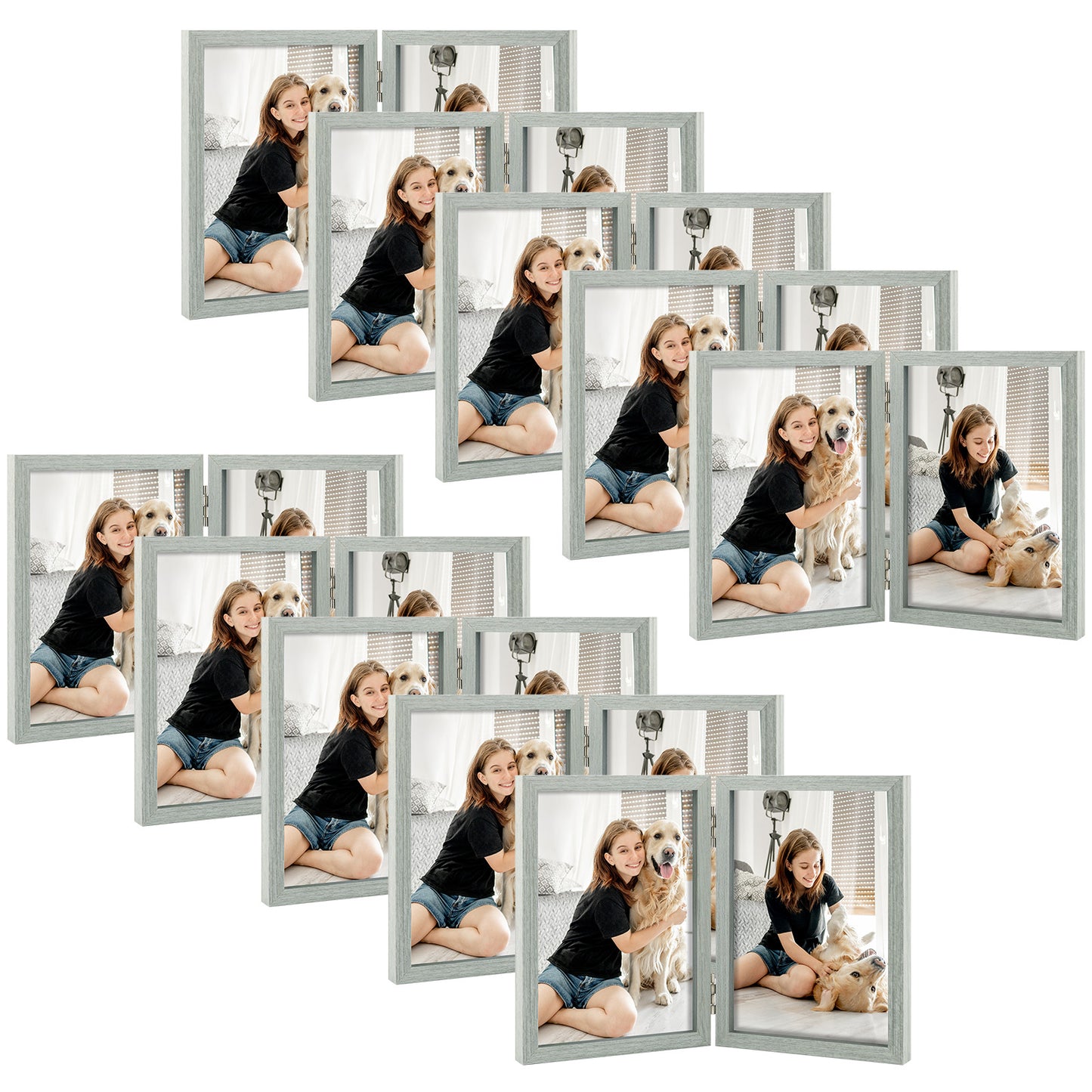 Clearance 4x6 Double Picture Frame Grey (10 Pack)