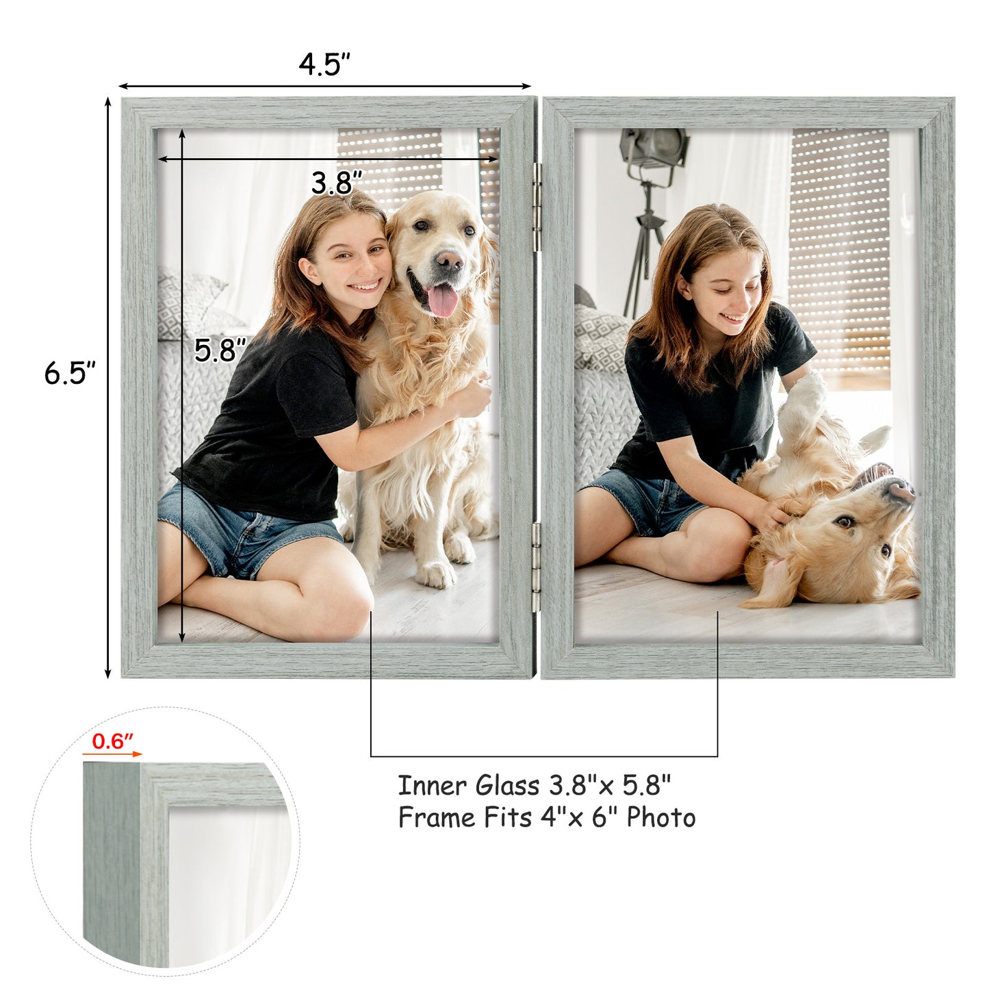 Clearance 4x6 Double Picture Frame Grey (10 Pack)