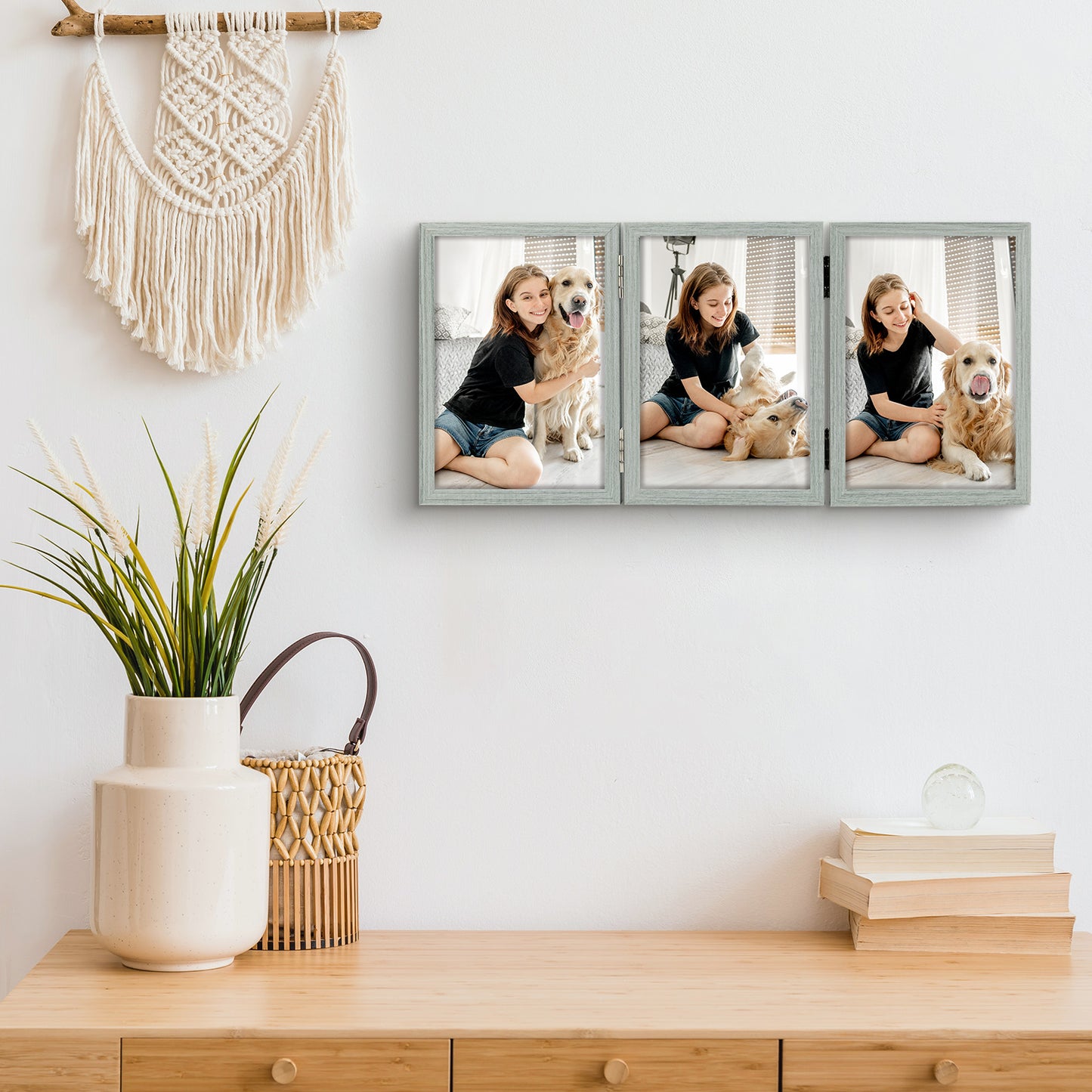Clearance 4x6 Three Picture Frame Grey (8 Pack)