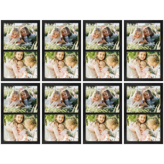 Frametory,10x16 Collage Picture Frame Display Two 8x10 Photos Black (8 Pack)