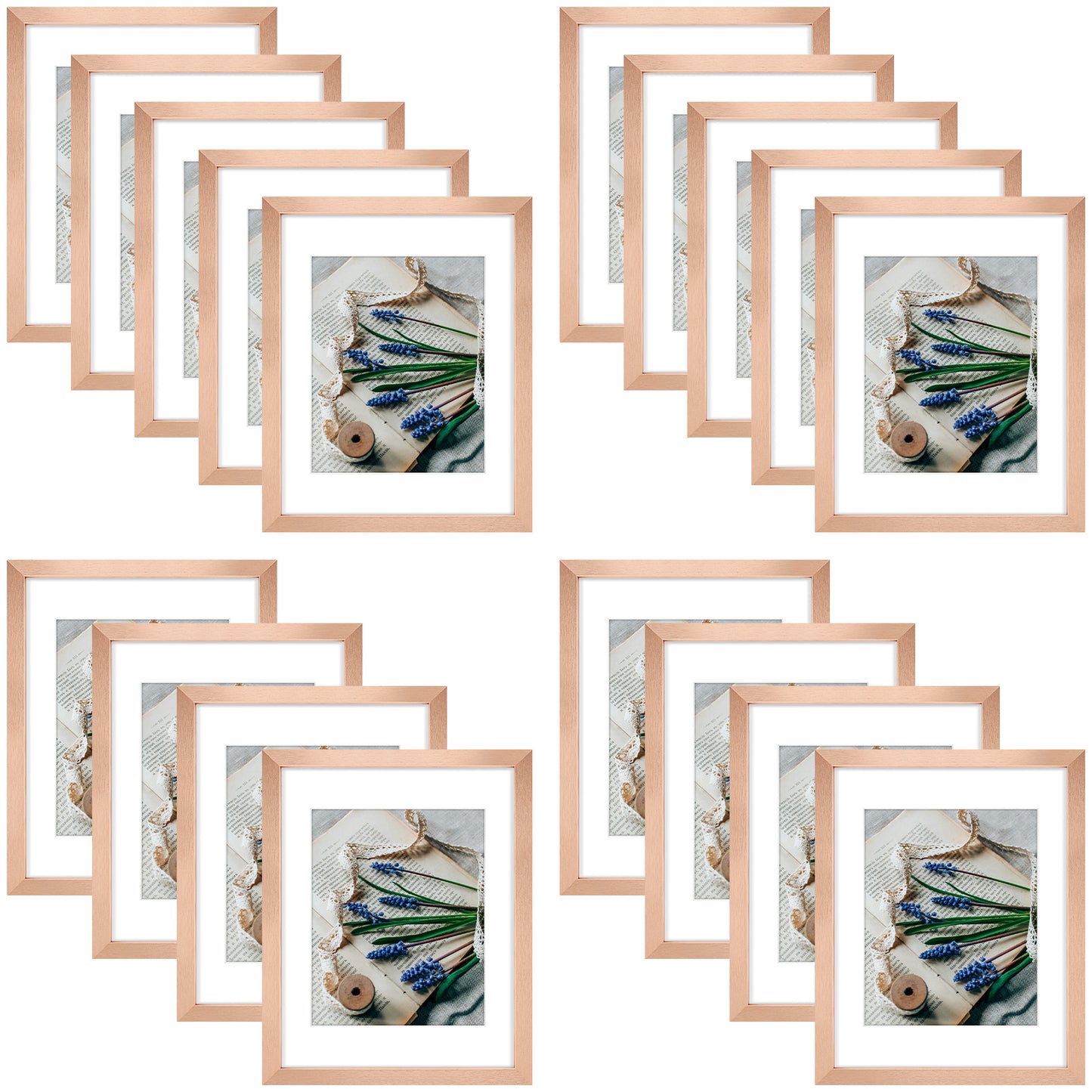 Clearance 11x14 Rose Gold Picture Frame for 8x10 Photo (18 Pack)