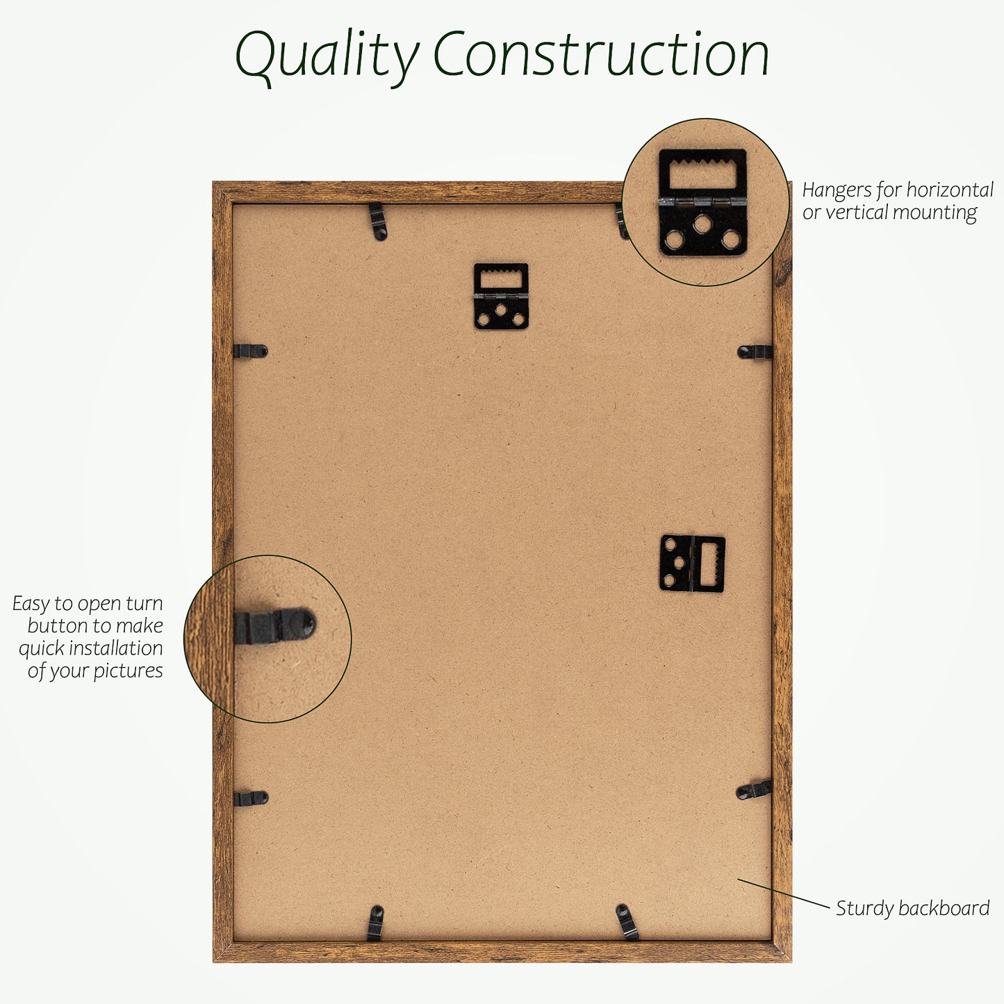 Frametory, 12x16 Brown Picture Frames for 8.5x11 Photos (16 Pack)