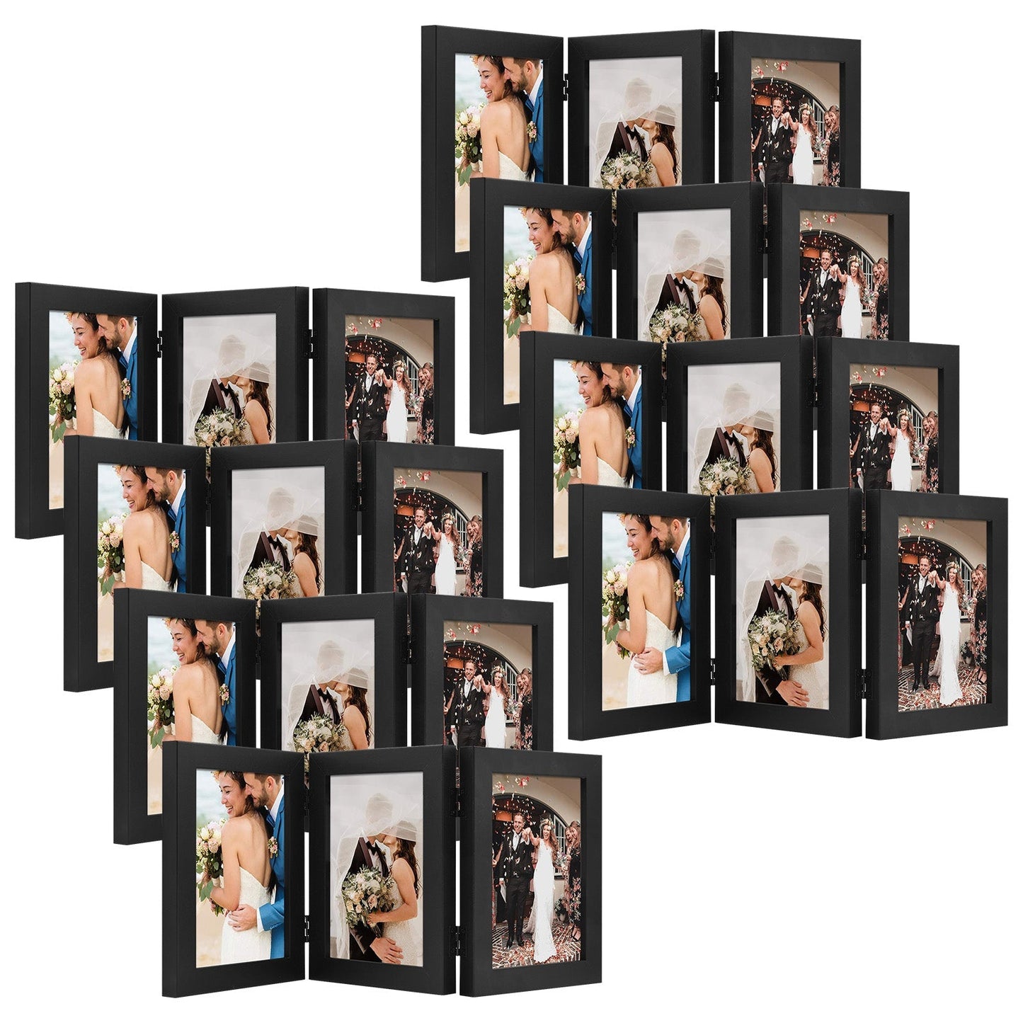Frametory,Three Picture Frame 5x7 Triple Frame (8 Pack)