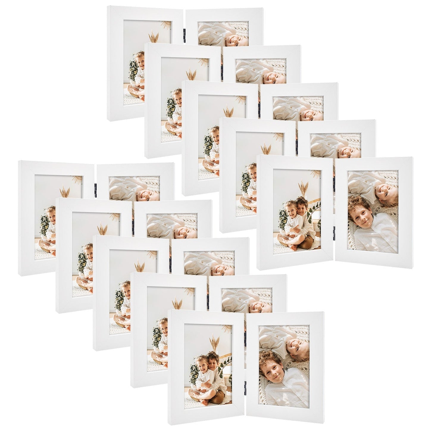 Frametory 4x6 Double Picture Frames Displays Two Pictures, Side by Side Desk Frame Folding Frame Collage Stands Vertically, Real Glass Front (10 Pack)