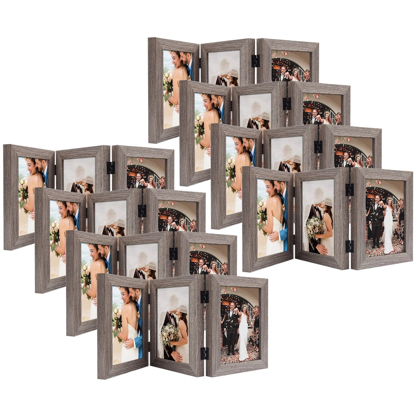 Frametory,Three Picture Frame 5x7 Triple Frame (8 Pack)