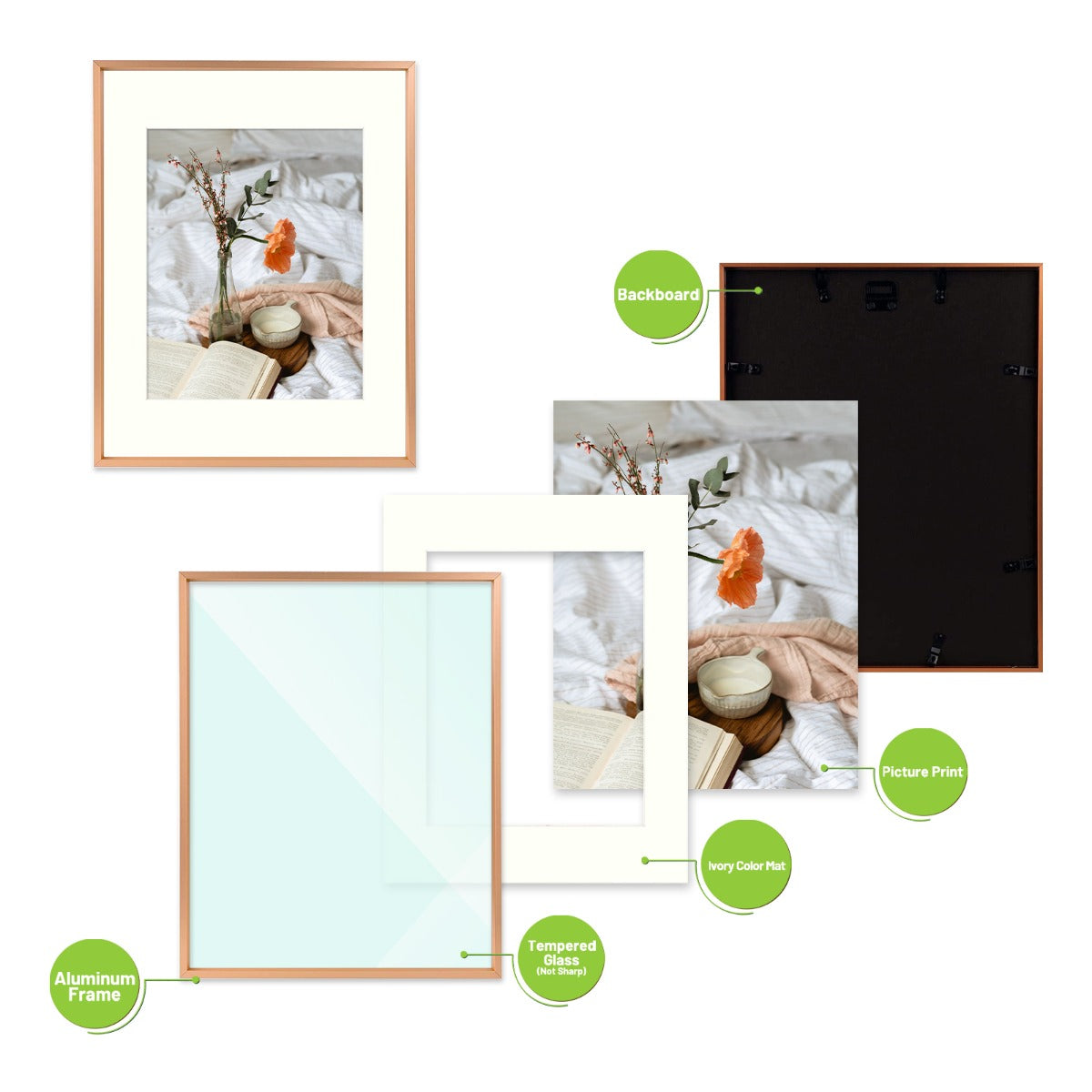 BOGO 11x14 Aluminum Frame for 8x10 Picture (6 Pack)