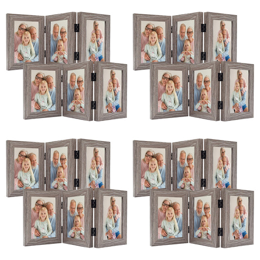 Clearance 4x6 Three Picture Frame Hinged Photo Frames with Real Glass (8 Pack)