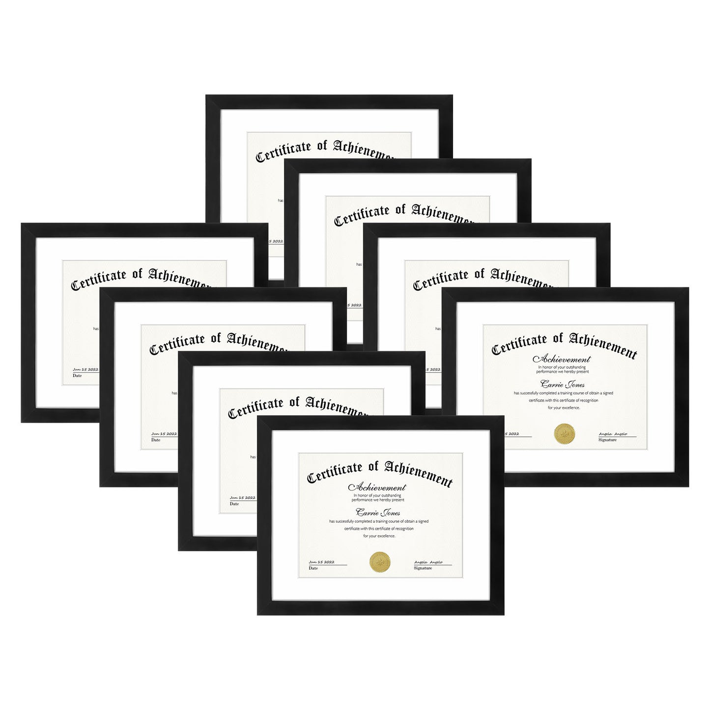 Frametory, 11x14 Diploma Frame for 8.5x11 Photo/Certificate (8 Pack)