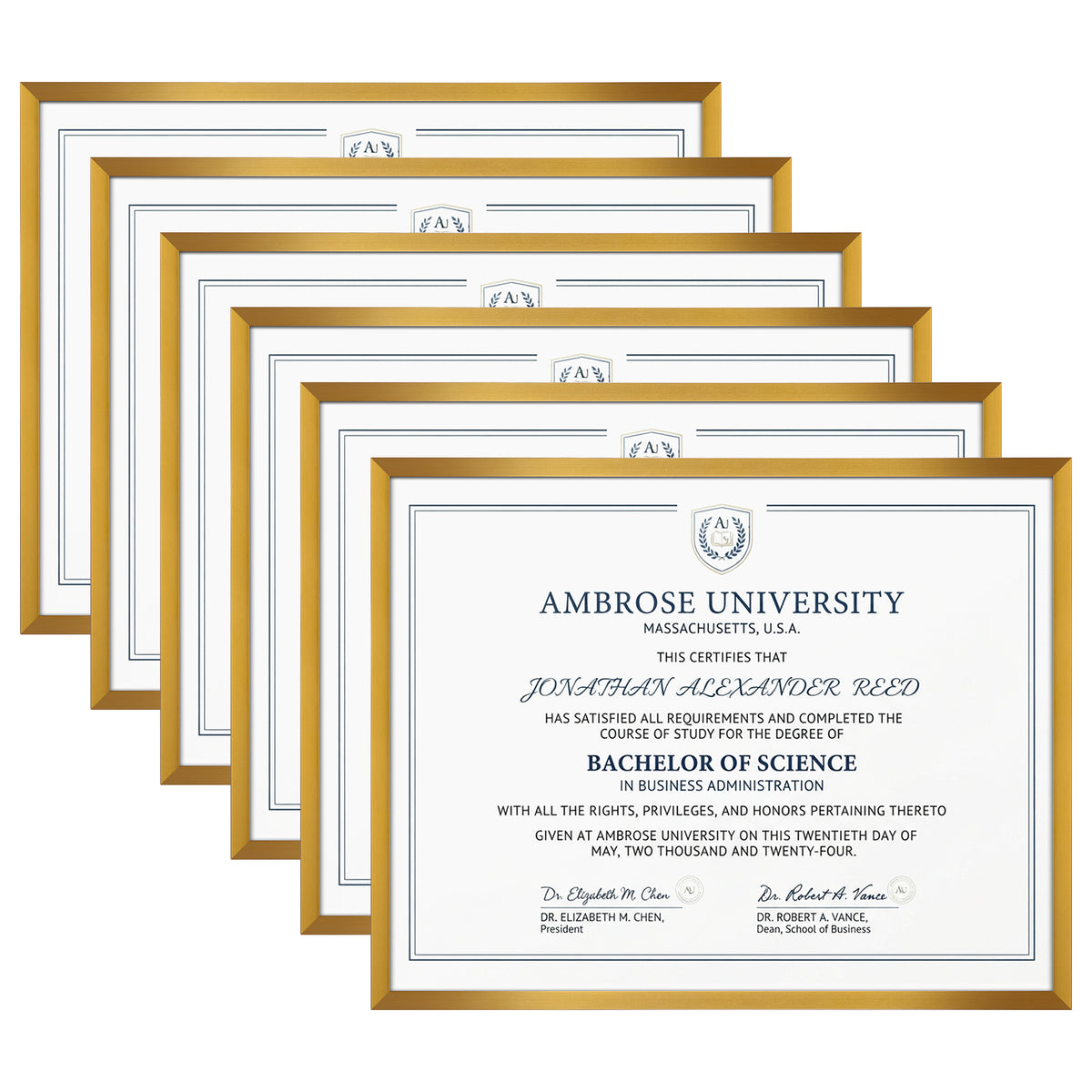 Frametory, 8.5x11 Diploma Frame for 8.5x11 Certificate (6 Pack)