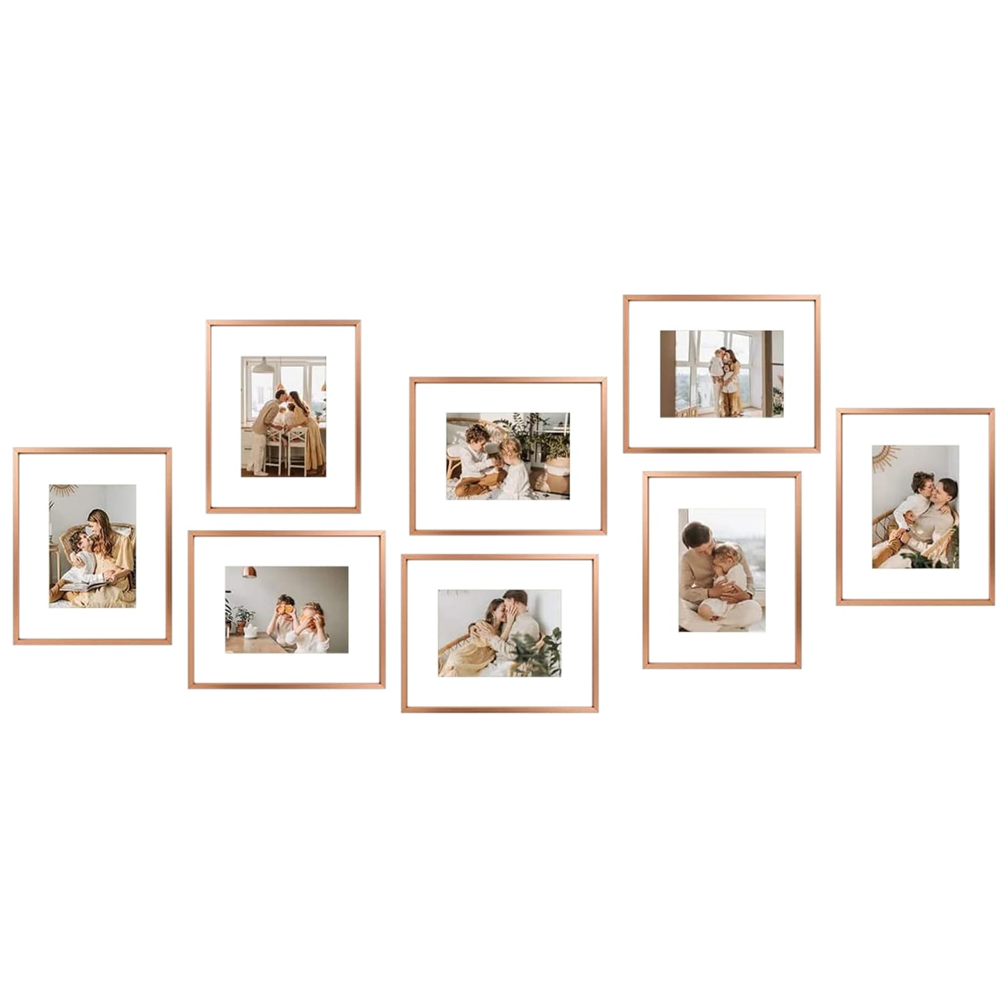 8x10 Metal Picture Frame for 5x7 Photo with White Mat (8 Pack)