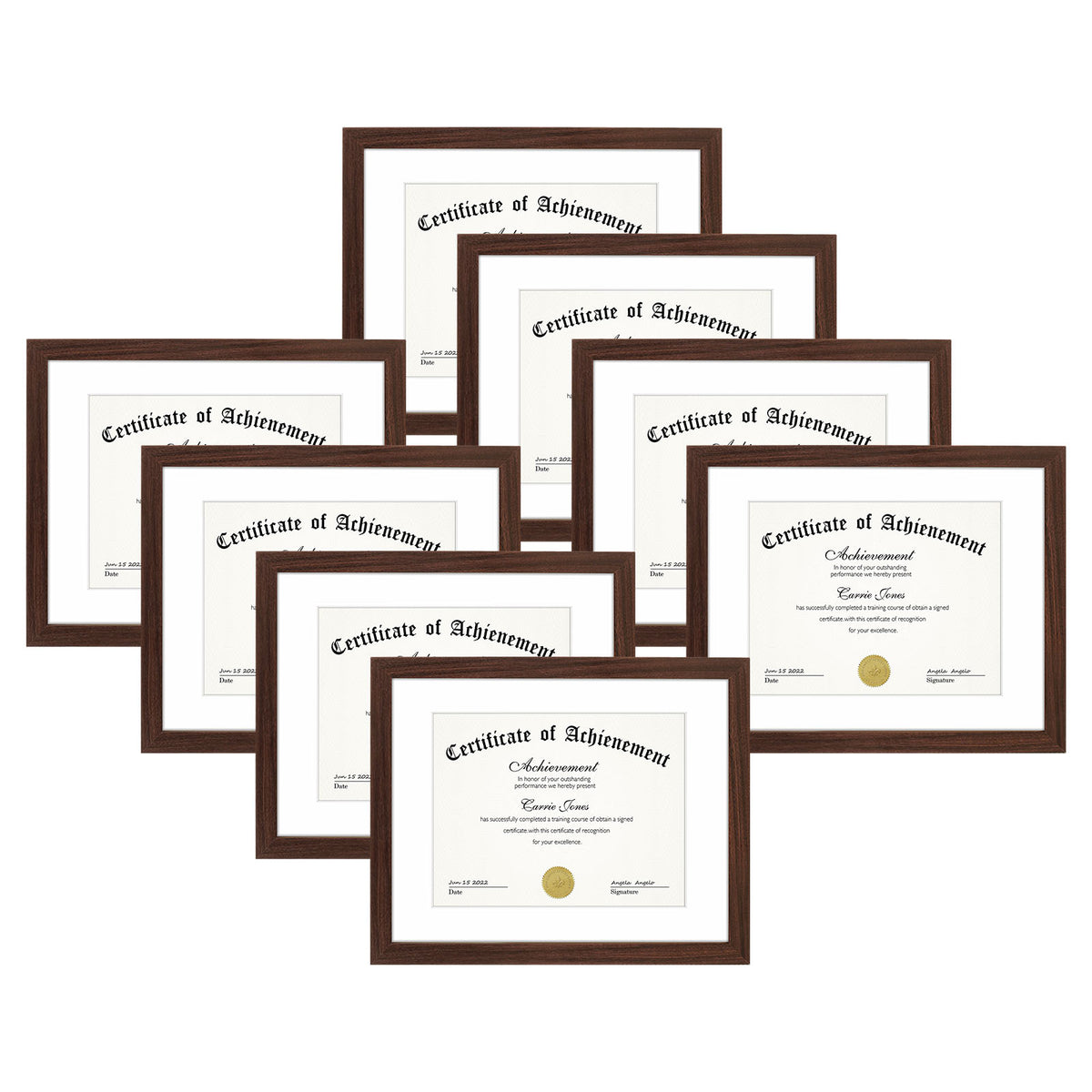 Frametory, 11x14 Diploma Frame for 8.5x11 Photo/Certificate (8 Pack)