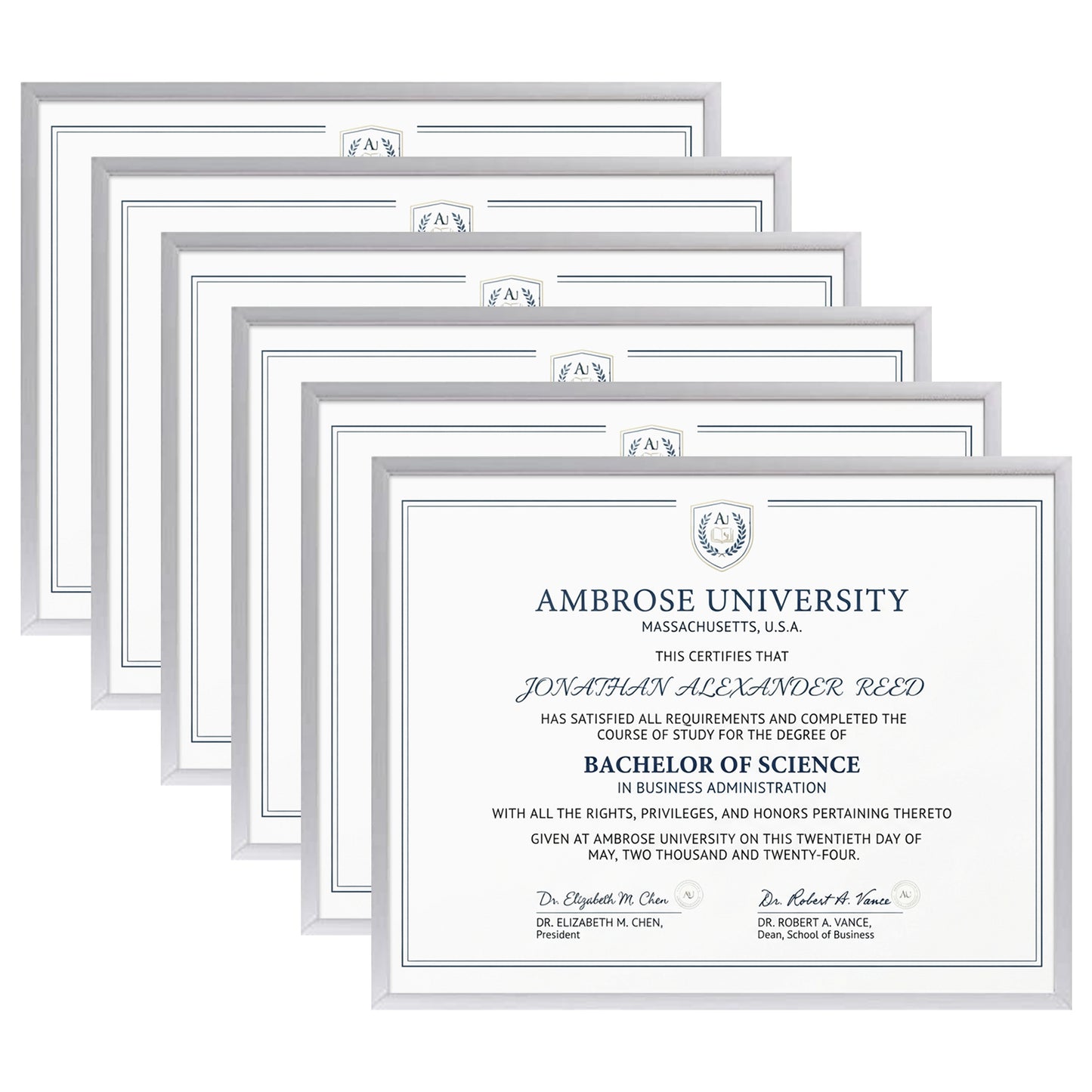 Frametory, 8.5x11 Diploma Frame for 8.5x11 Certificate (6 Pack)