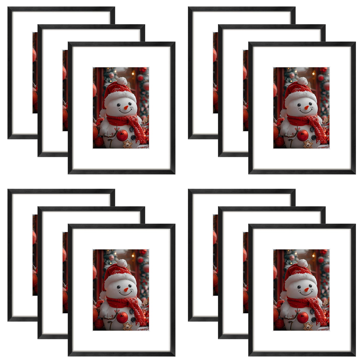 Frametory,8x10 Aluminum Picture Frame for 5x7 photo with White Mat (12 Pack)