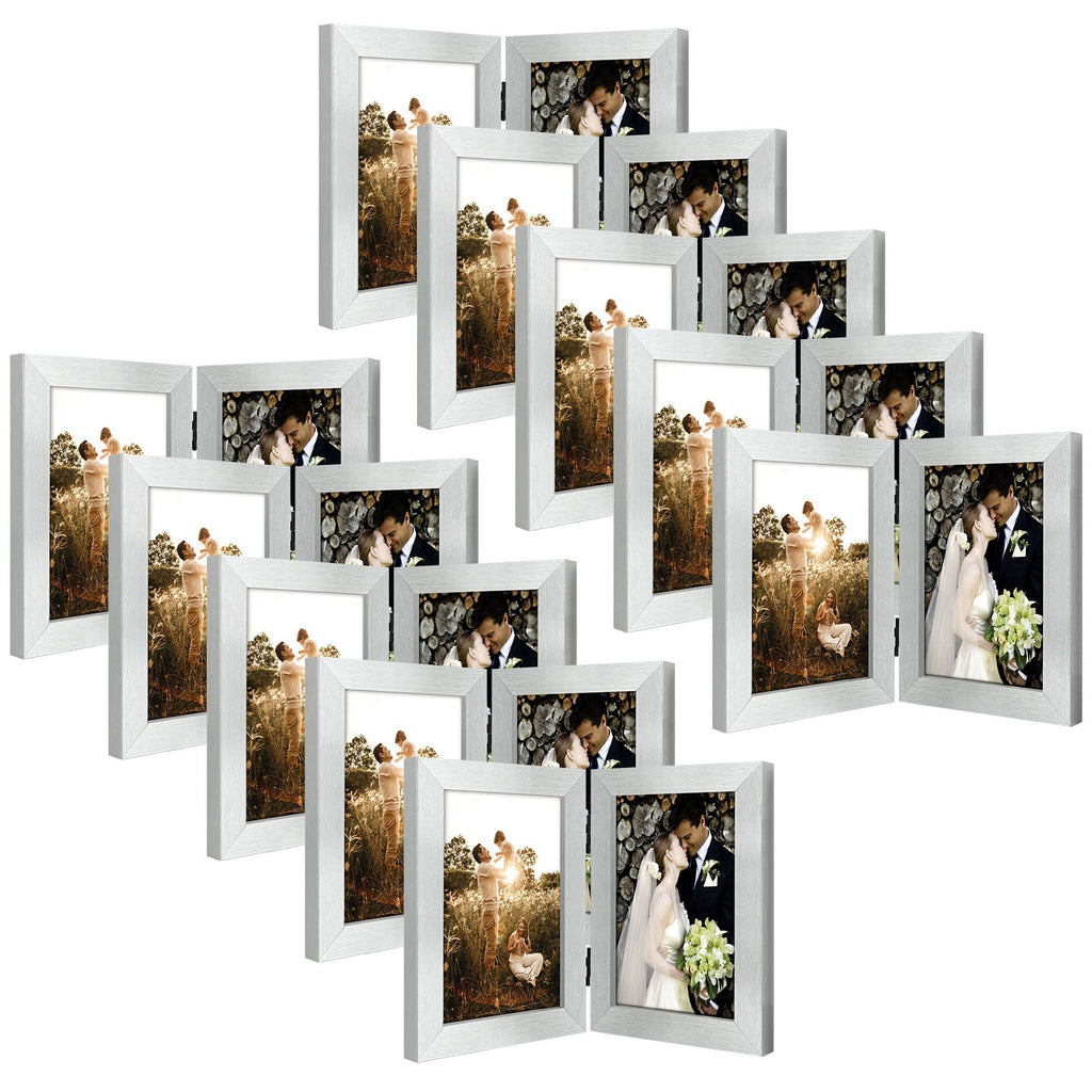 Frametory,Clearance 5x7 Hinged Picture Frame Displays 2 Photos, Double