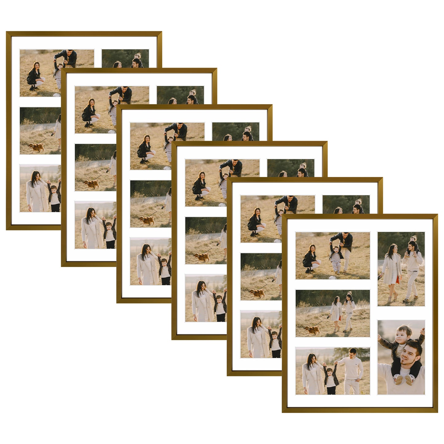 Clearance 11x14 Aluminum Collage Photo Frame for Five 4x6 Photos Rose Gold (6 Pack)