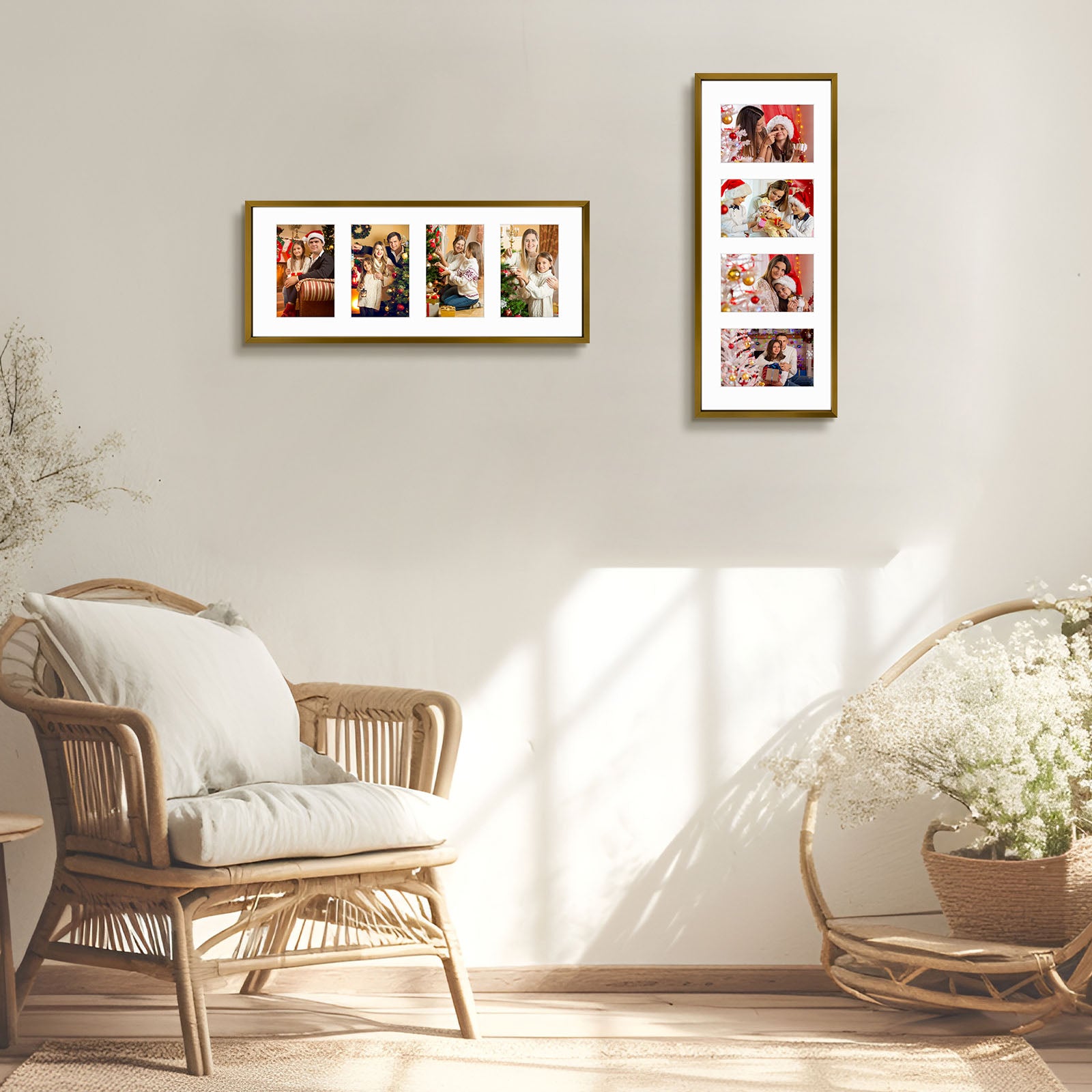 Clearance 8x20 Aluminum Collage Photo Frame for Four 4x6 Photos