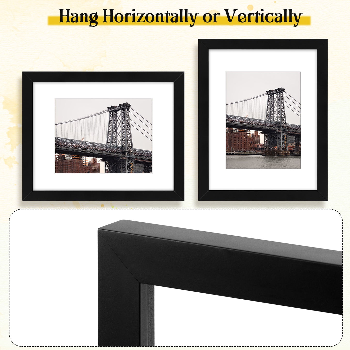 11x14 Wood Picture Frame fits 8x10 Photo Black (10 Pack)