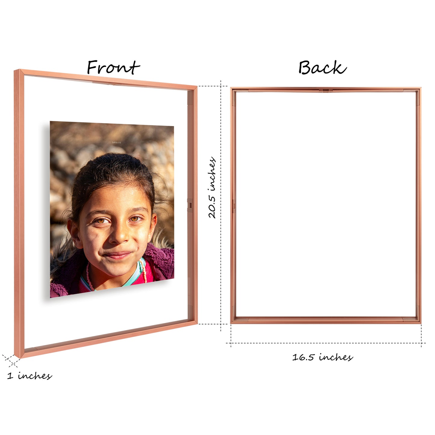 Clearance, 16x20 Floating Frame For Any Size Photo Up to 16 by 20 Rose Gold (6 Pack)