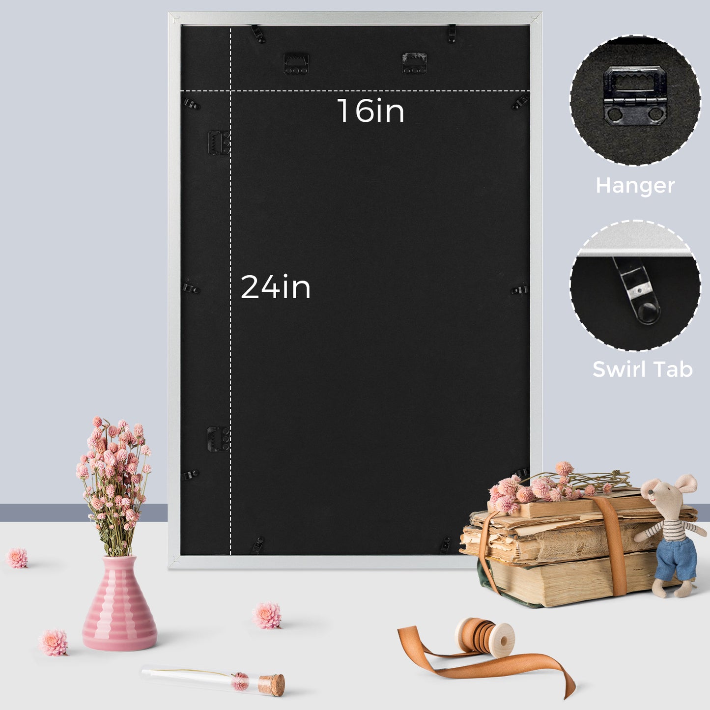 Clearance 16x24 Silver Picture Frame for 12x18 Photo with White Mat  (6 Pack)