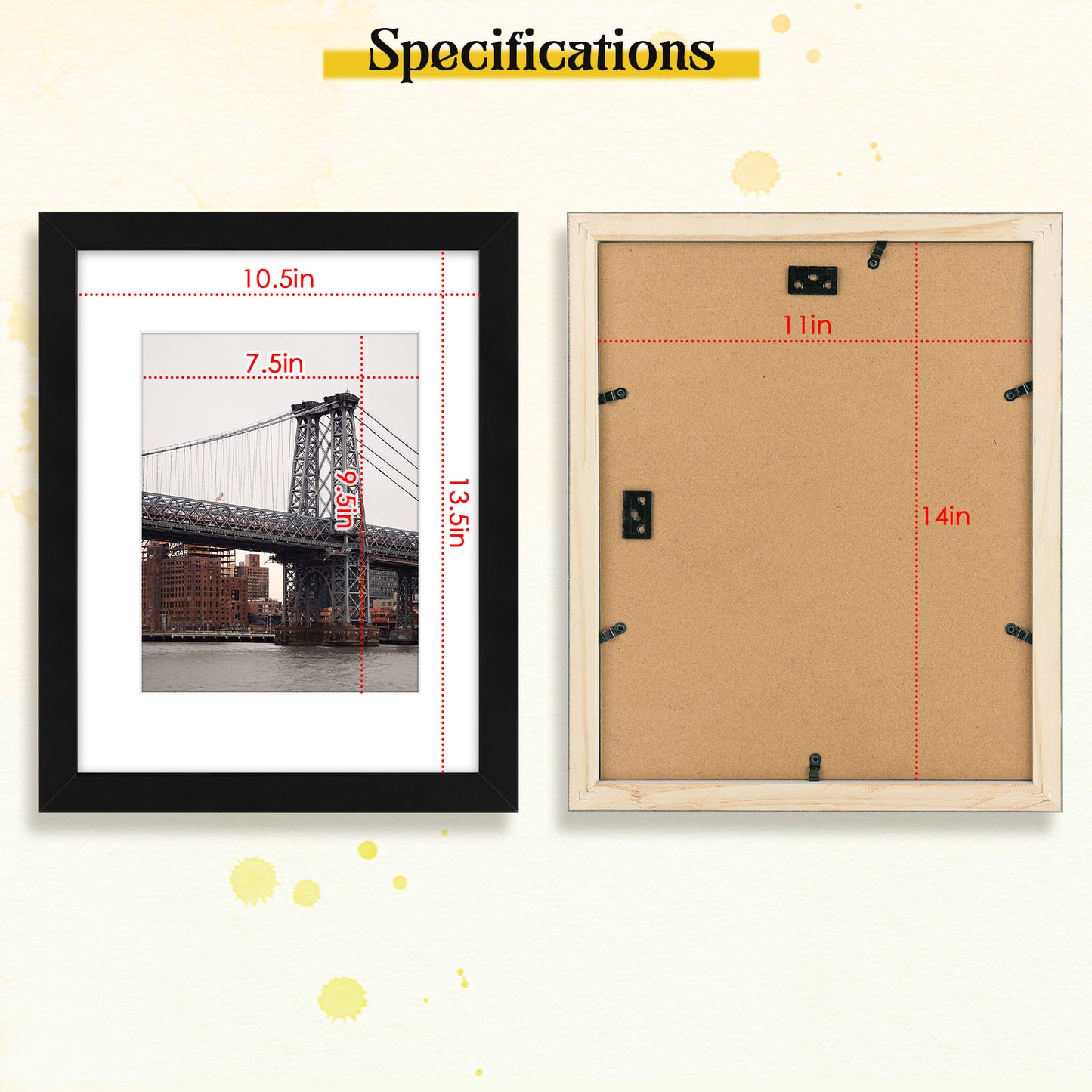 11x14 Wood Picture Frame fits 8x10 Photo Black (10 Pack)