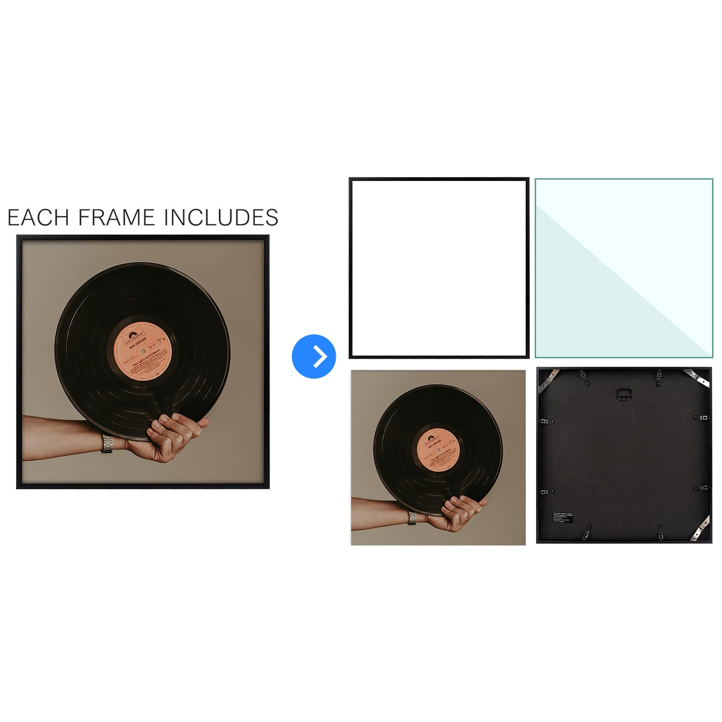 12.5x12.5 Metal Frame Square Picture Frame Black (5 Pack)