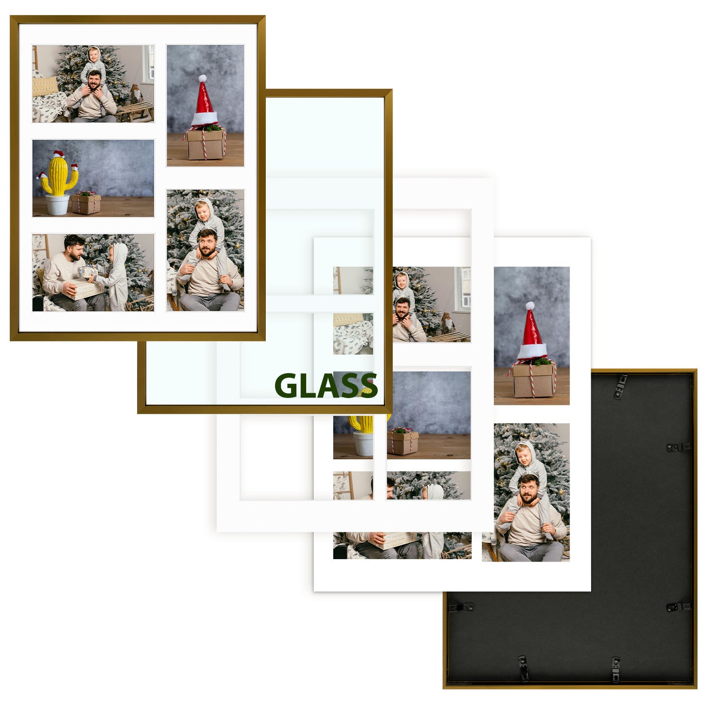 Clearance 11x14 Aluminum Collage Photo Frame for Five 4x6 Photos Rose Gold (6 Pack)