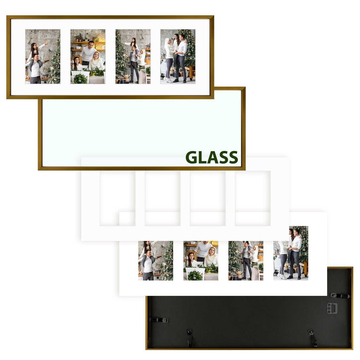 Clearance 8x20 Aluminum Collage Photo Frame for Four 4x6 Photos Rose Gold (6 Pack)