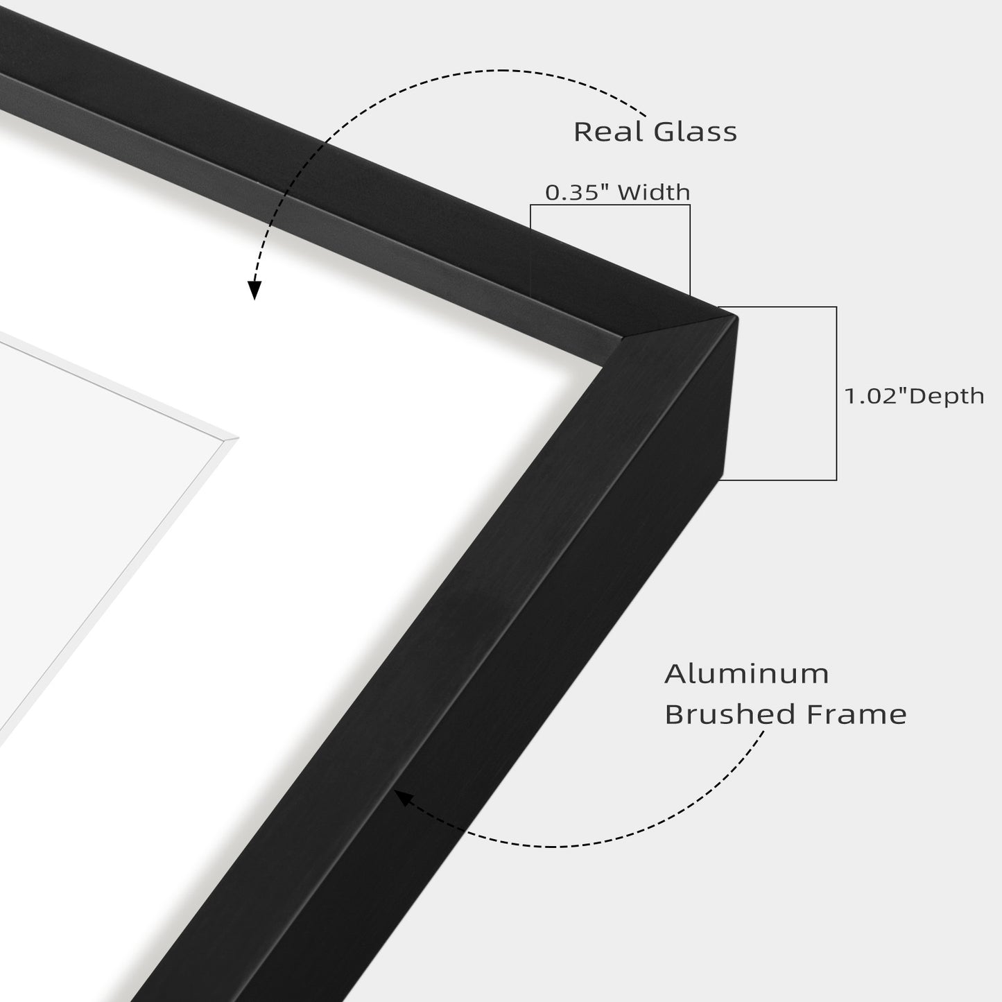 Frametory,8x10 Aluminum Picture Frame for 5x7 photo with White Mat (12 Pack)