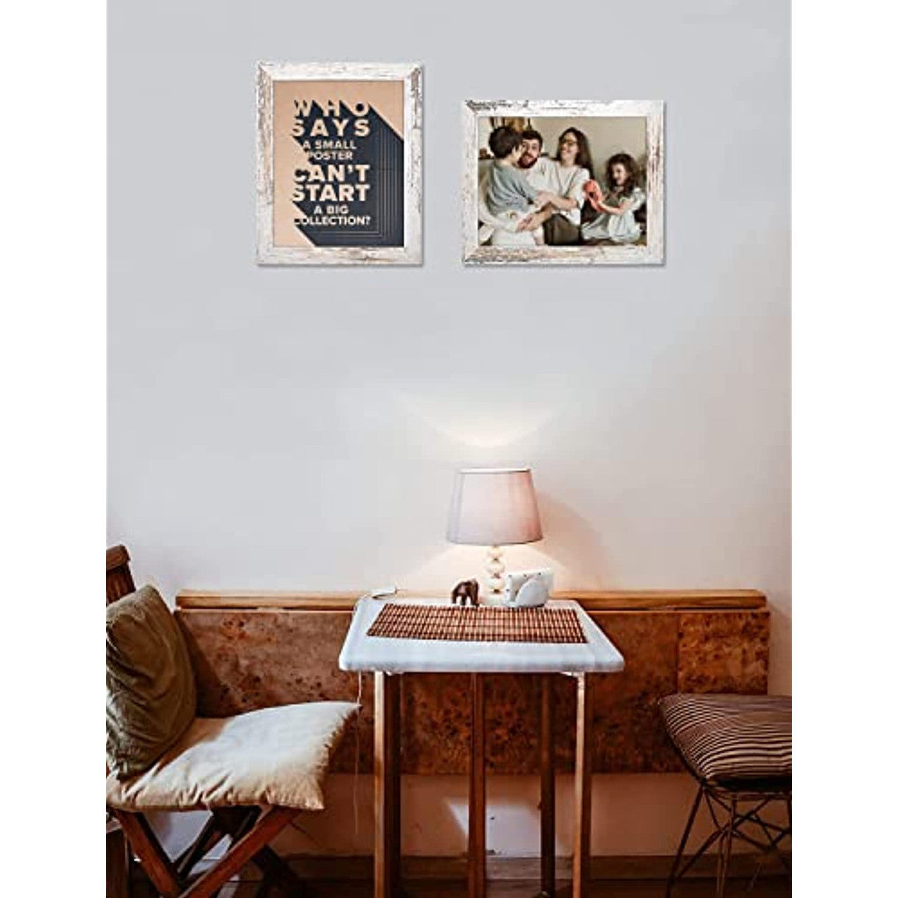 Frametory, 11x14 Photo Frame - White Grain Color, Wide Moulding Design - Sawtooth Hanger, Back Turn Buttons - Wall Display - For Pictures, Events, Decoration (10 Pack)